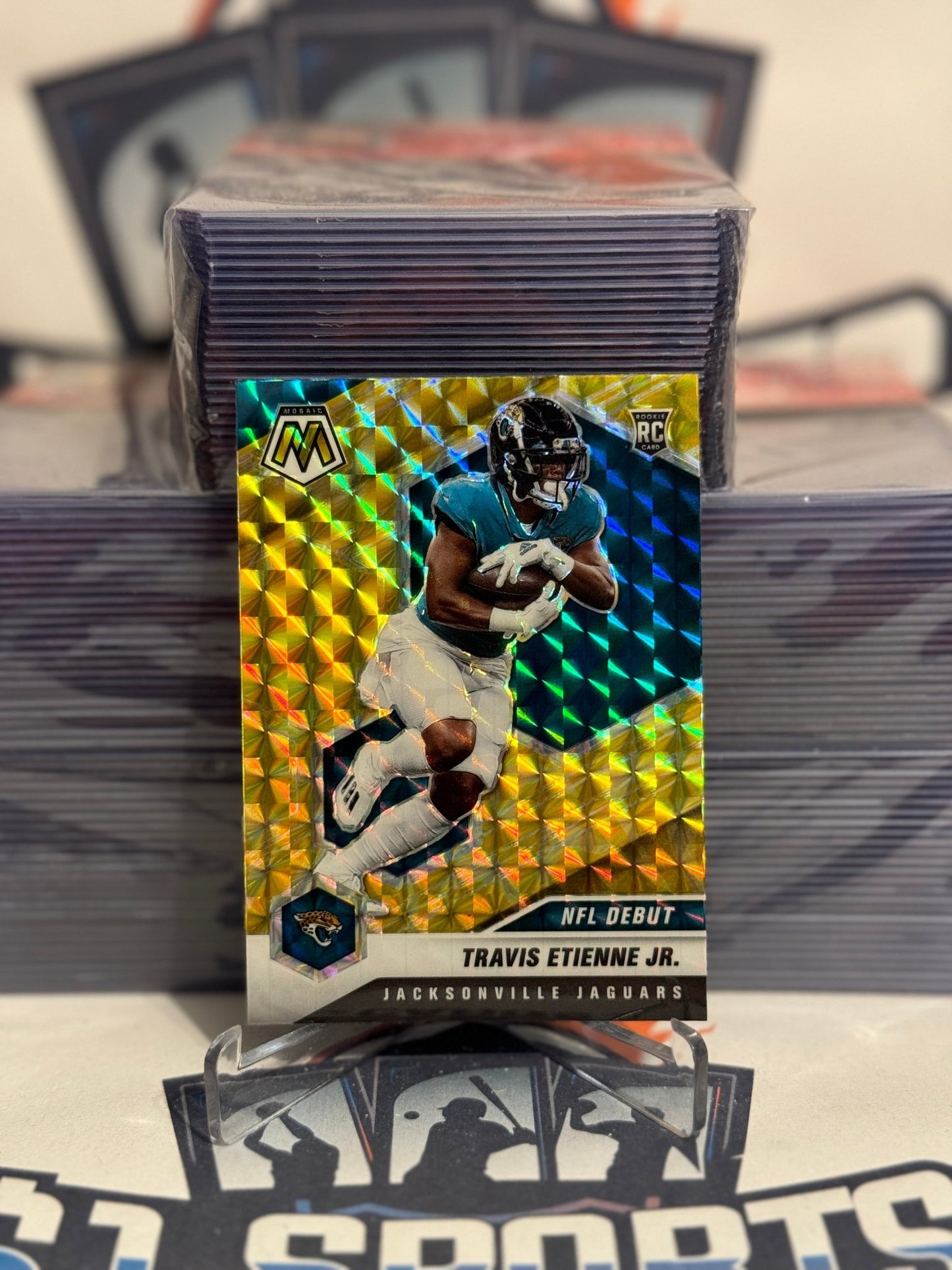 2021 Panini Mosaic (Yellow Reactive Prizm, NFL Debut) Travis Etienne Jr. Rookie #253