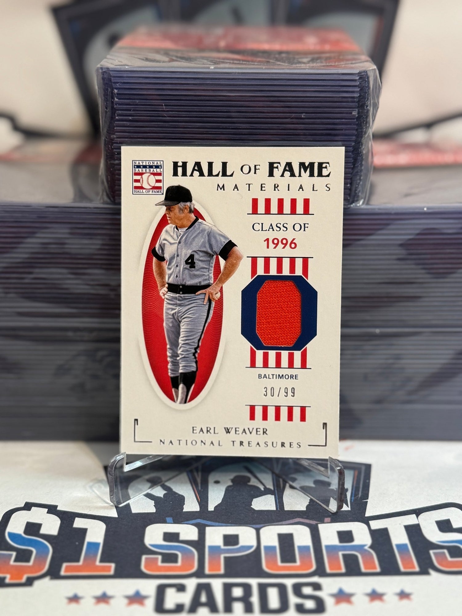 2021 Panini National Treasures (Hall of Fame Materials Relic 30/99) Earl Weaver #HOF - EW