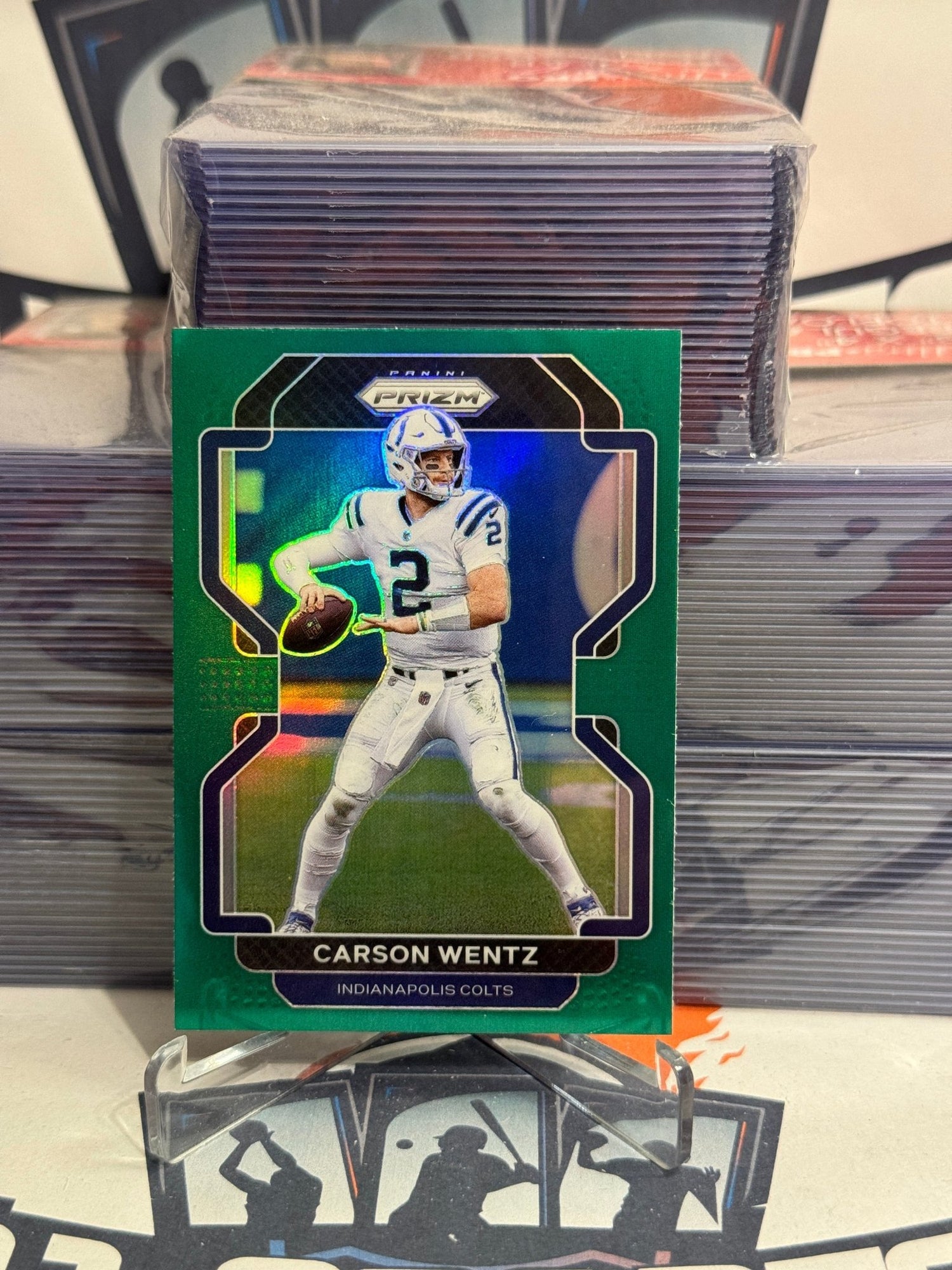 2021 Panini Prizm (Green Prizm) Carson Wentz #24