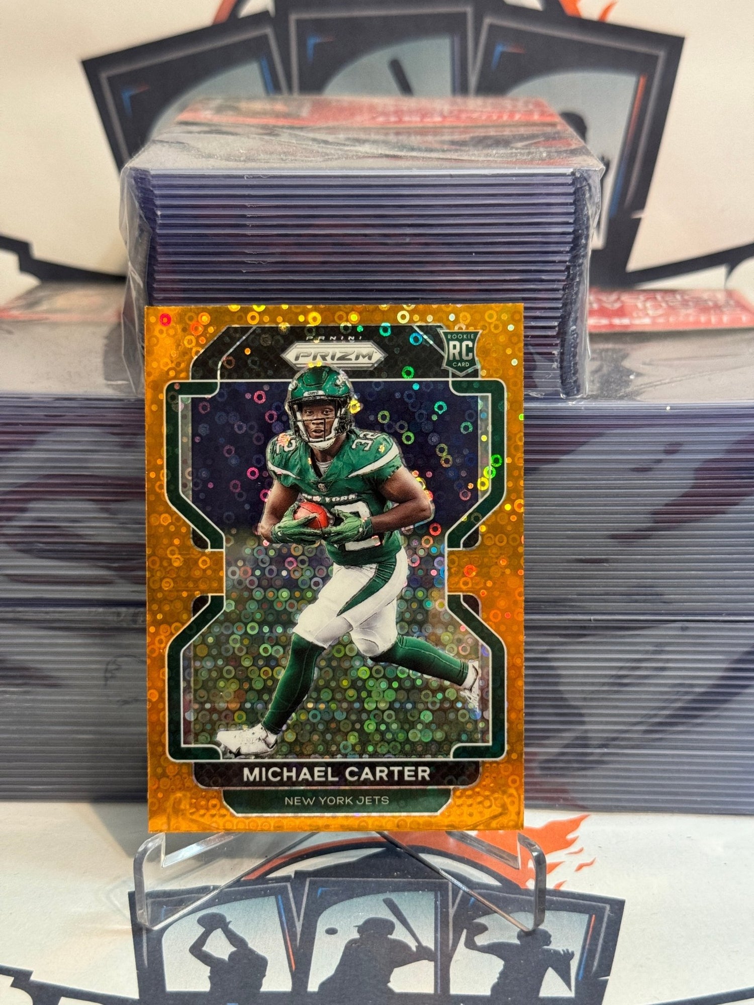 2021 Panini Prizm (Orange Disco Prizm) Michael Carter Rookie #365