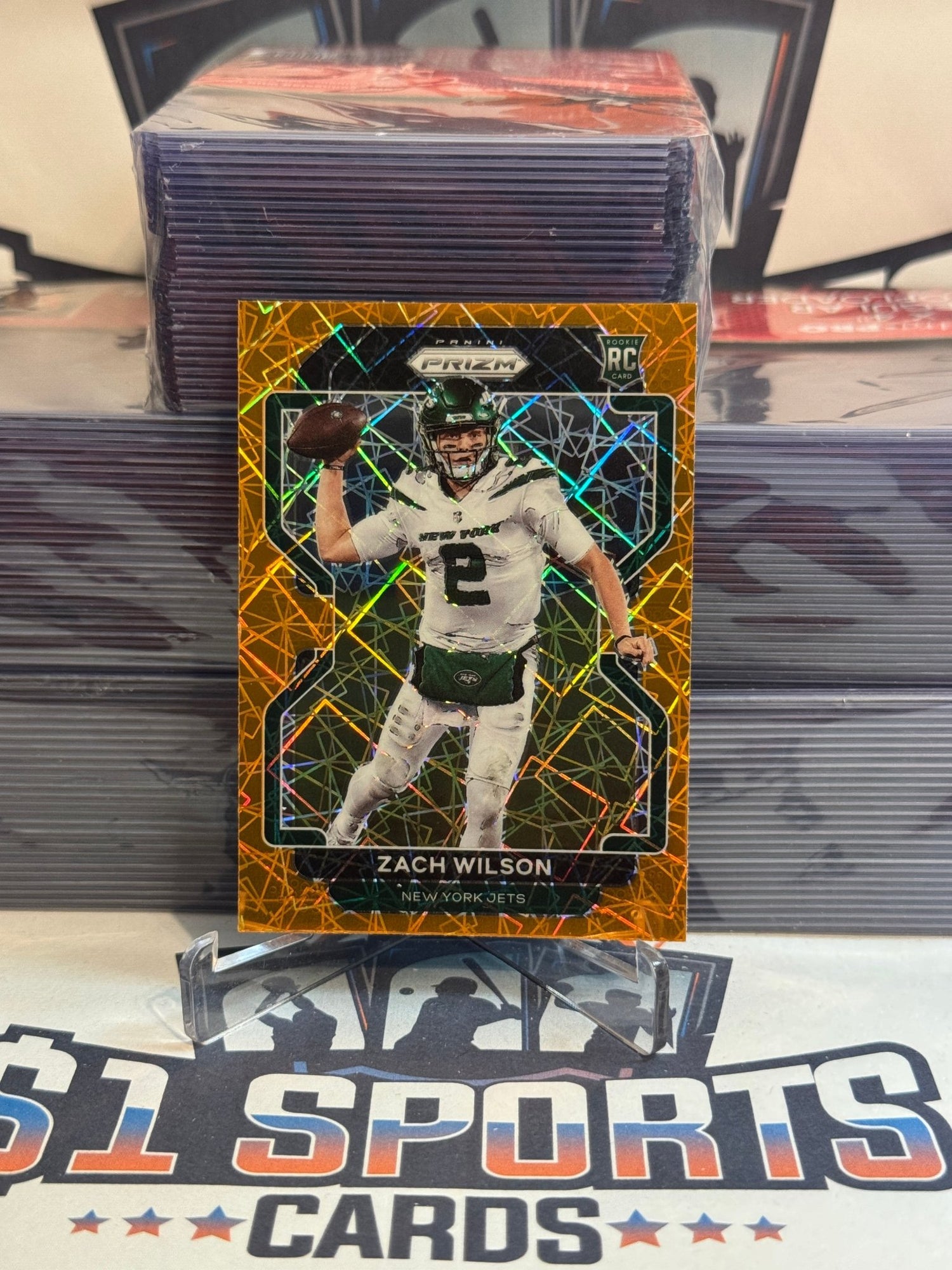 2021 Panini Prizm (Orange Laser Prizm) Zach Wilson Rookie #332
