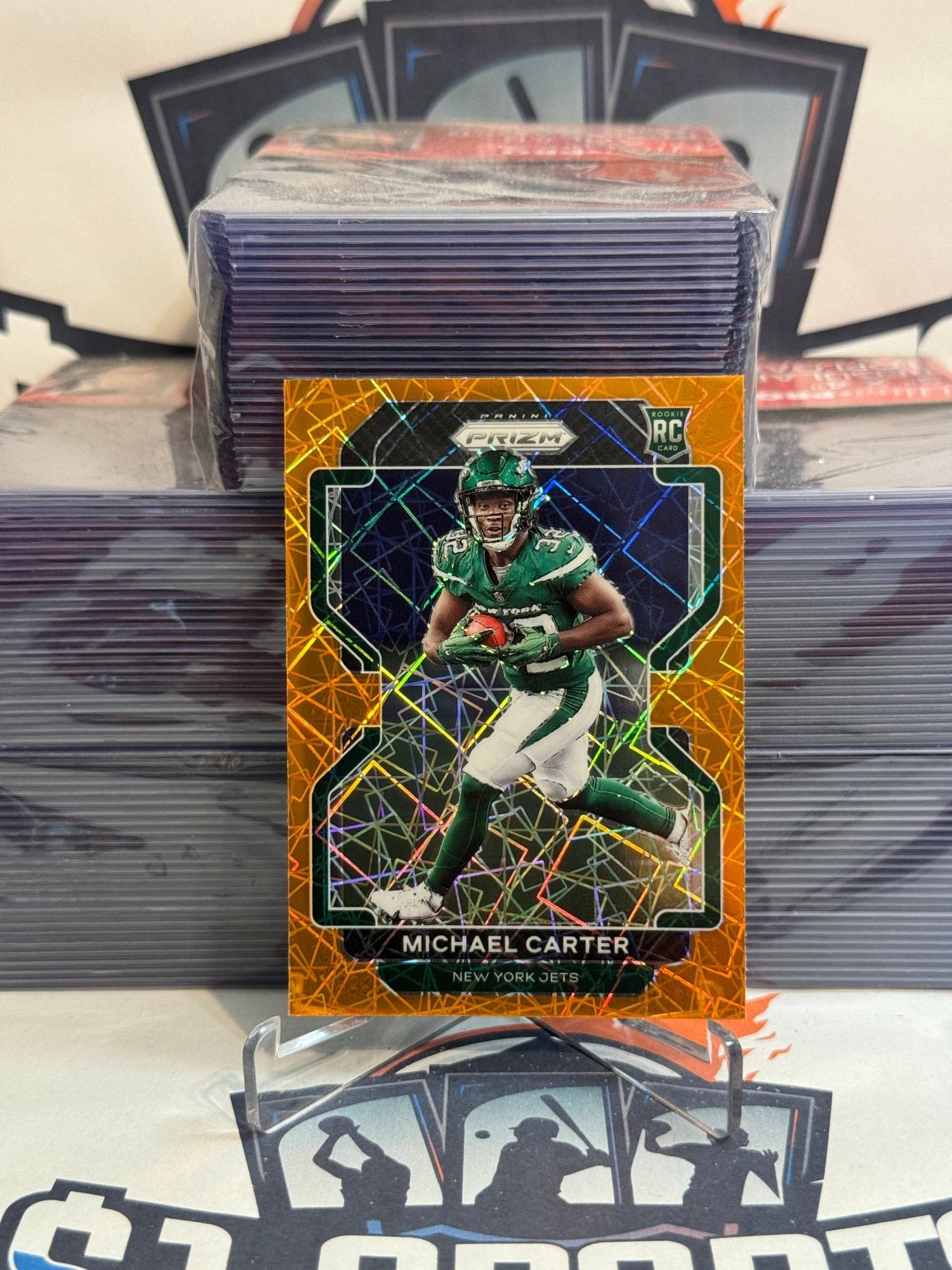 2021 Panini Prizm (Orange Lazer Prizm) Michael Carter Rookie #365