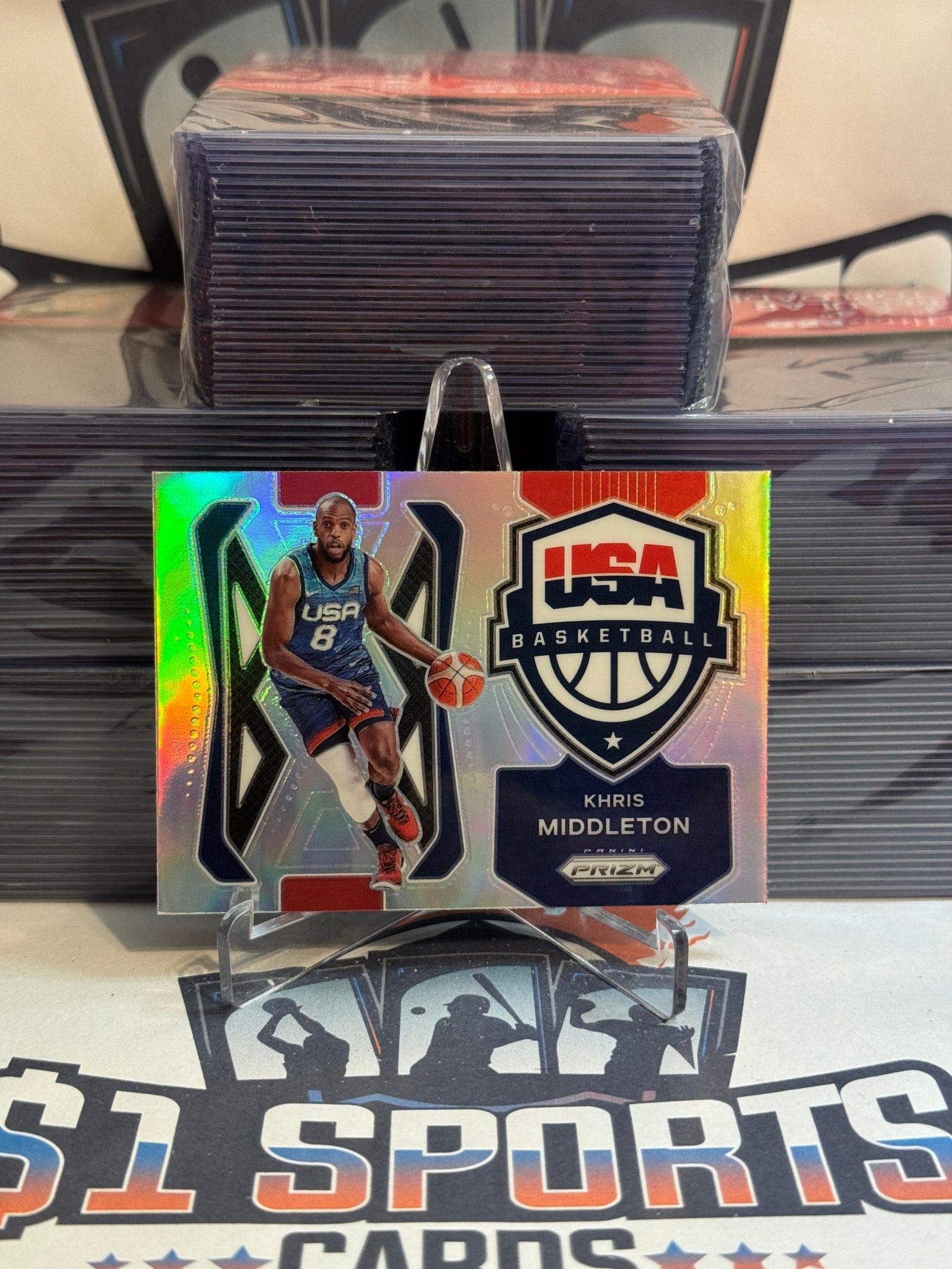 2021 Panini Prizm (Silver Prizm, USAB) Khris Middleton #5