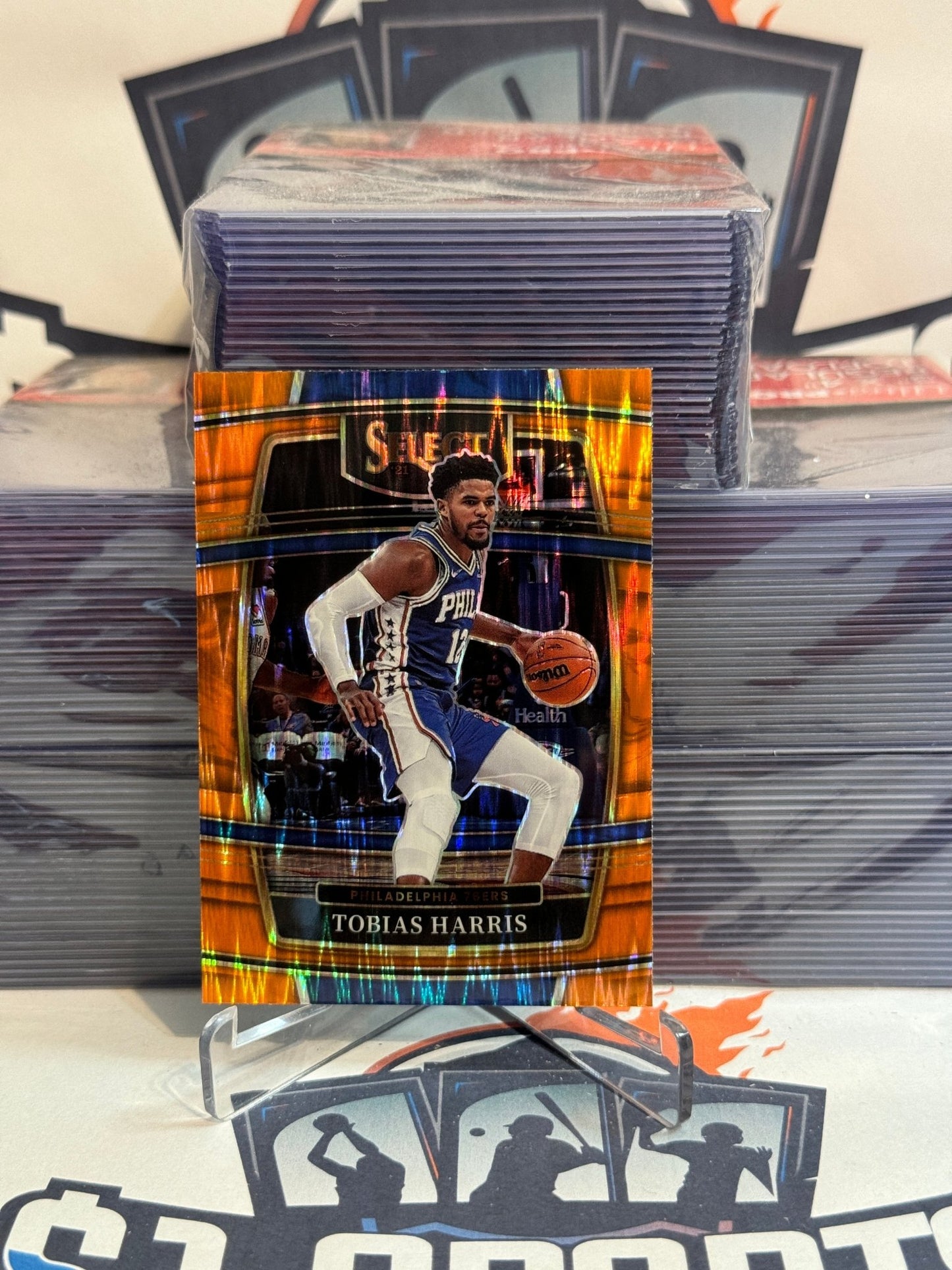 2021 Panini Select (Orange Shimmer Prizm) Tobias Harris #16