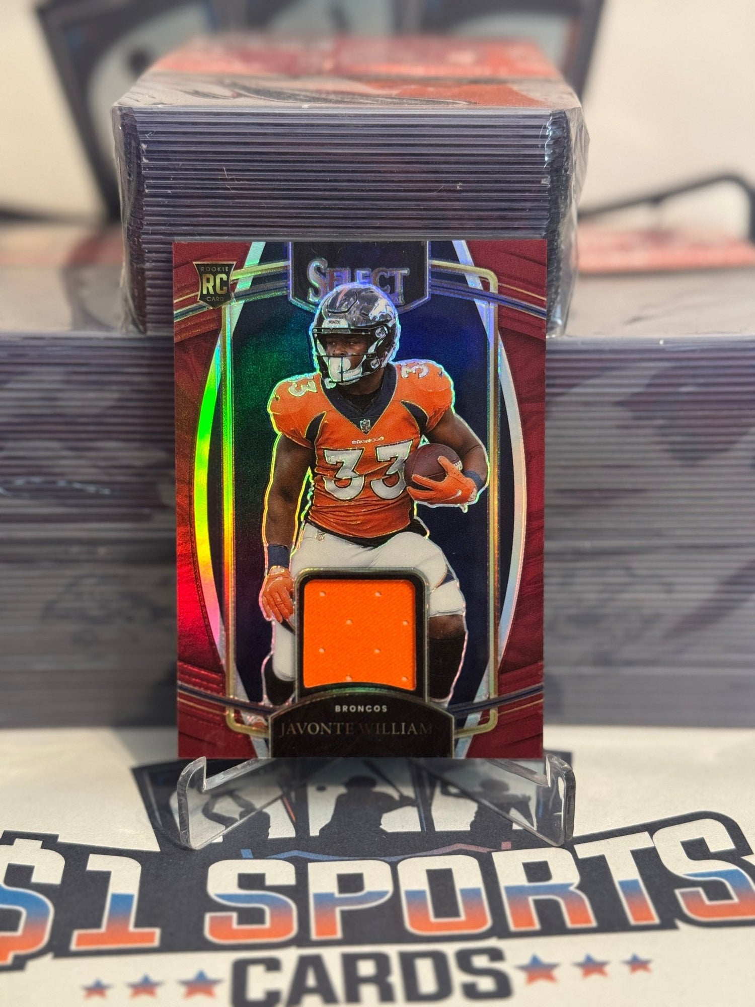 2021 Panini Select (Prizm, Rookie Relic) Javonte Williams #RSW - JWI