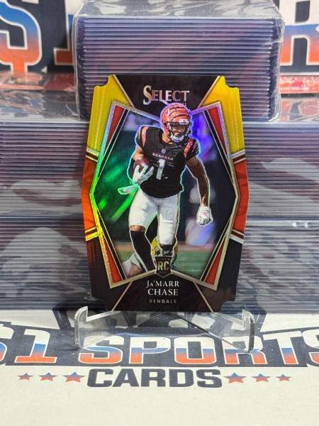2021 Panini Select (Yellow Black Die Cut Prizm) Ja'Marr Chase Rookie 147