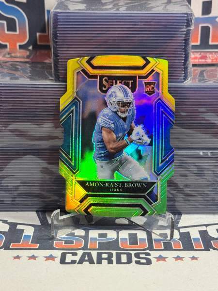 2021 Panini Select (Yellow Green Die Cut Prizm) Amon-Ra St. Brown Rookie 273