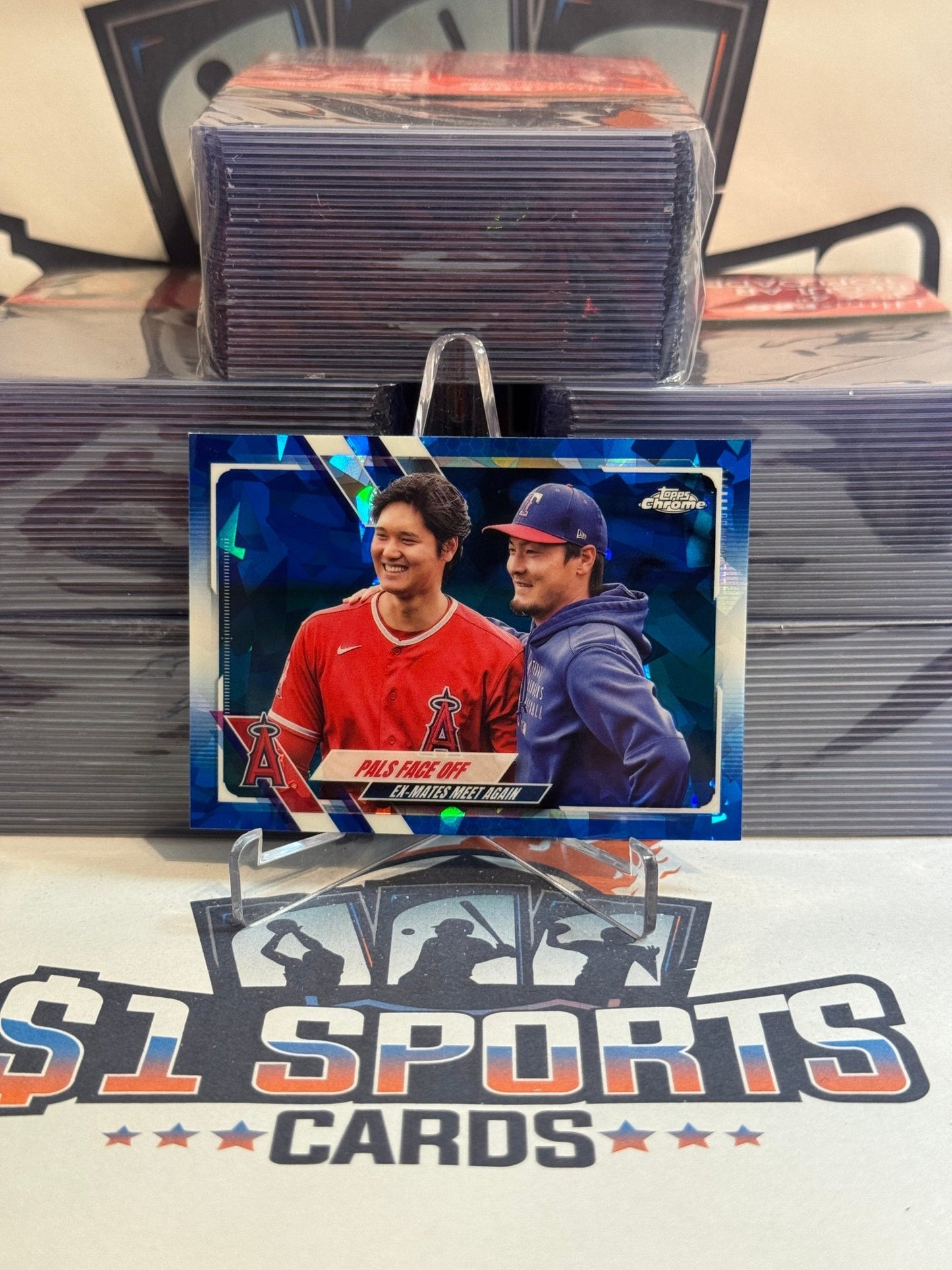 2021 Topps Chrome Sapphire (Pals Face Off) Shohei Ohtani & Kohei Arihara #US125
