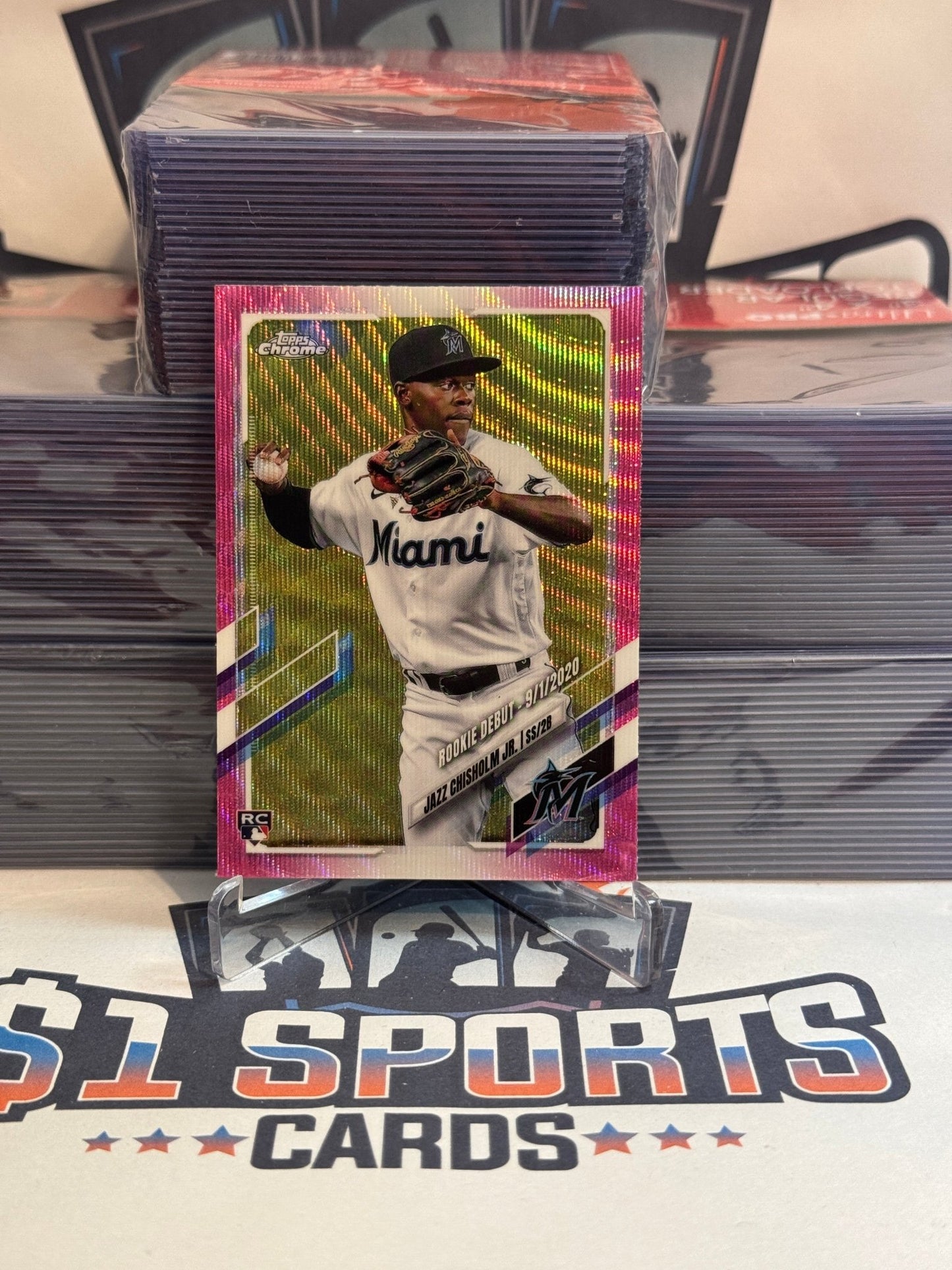 2021 Topps Chrome Update (Pink Wave Refractor, MLB Debut) Jazz Chisholm Rookie #USC52