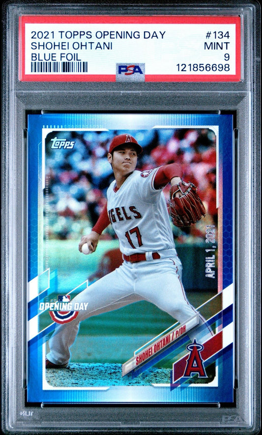 2021 Topps Opening Day (Blue Foil) Shohei Ohtani 134 - PSA 9