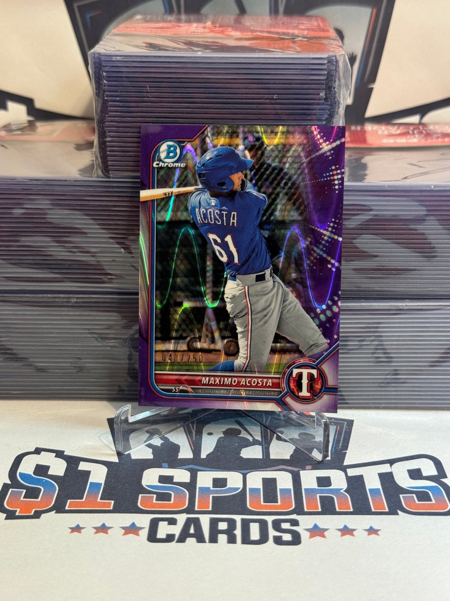 2022 Bowman Chrome Prospects (Purple Refractor 40/250) Maximo Acosta #BCP - 113