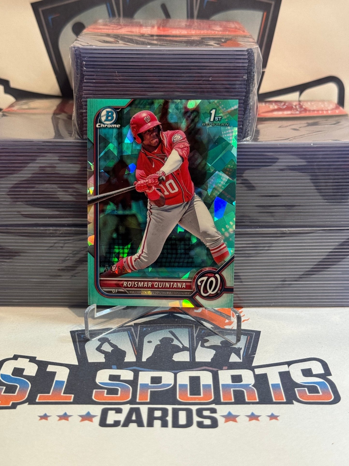 2022 Bowman Chrome Prospects Sapphire (Aqua Refractor, 1st Bowman 54/55) Roismar Quintana #BCP - 83