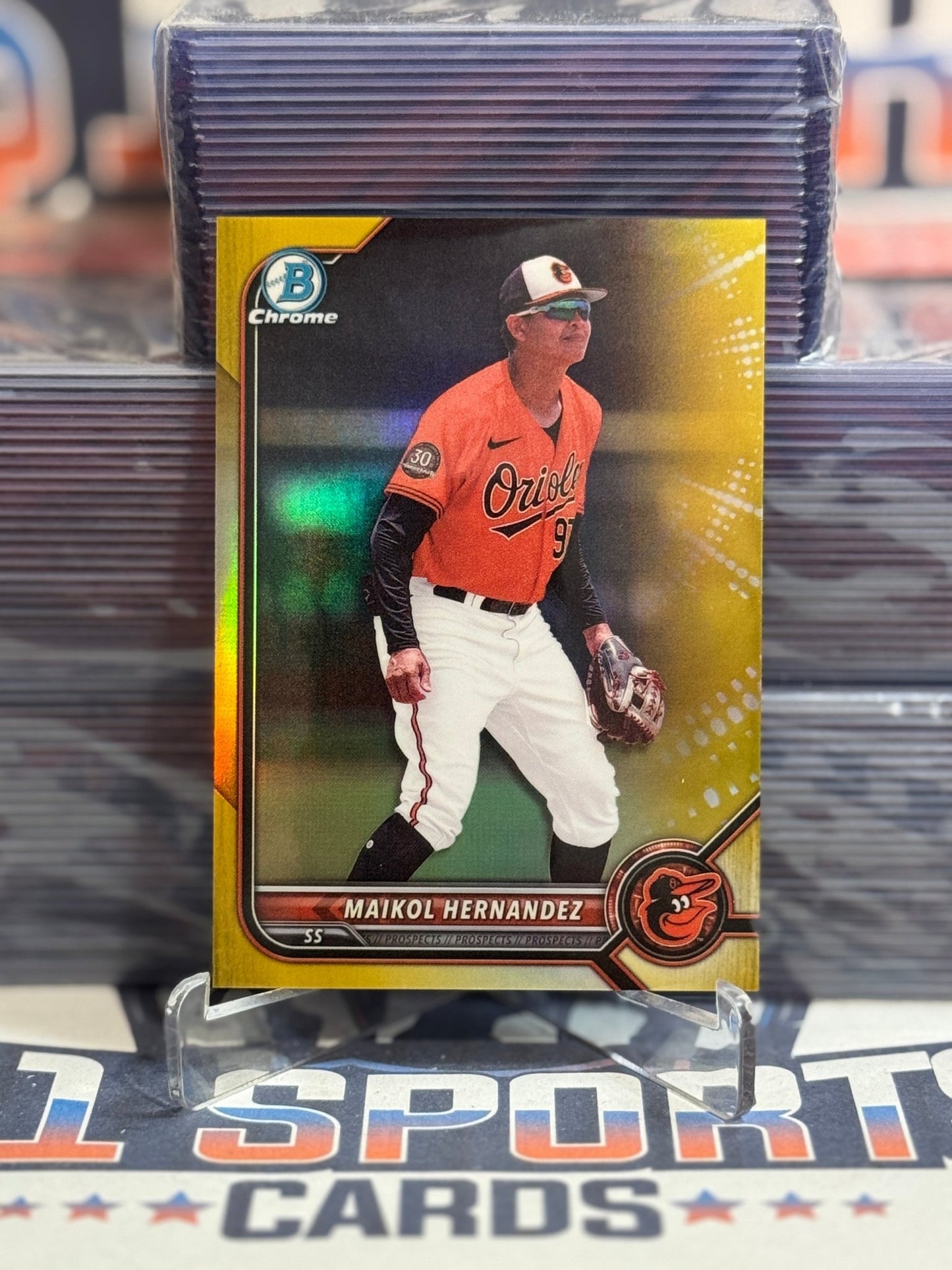 2022 Bowman Draft Chrome (Gold Refractor 18/50) Maikol Hernandez BDC - 106
