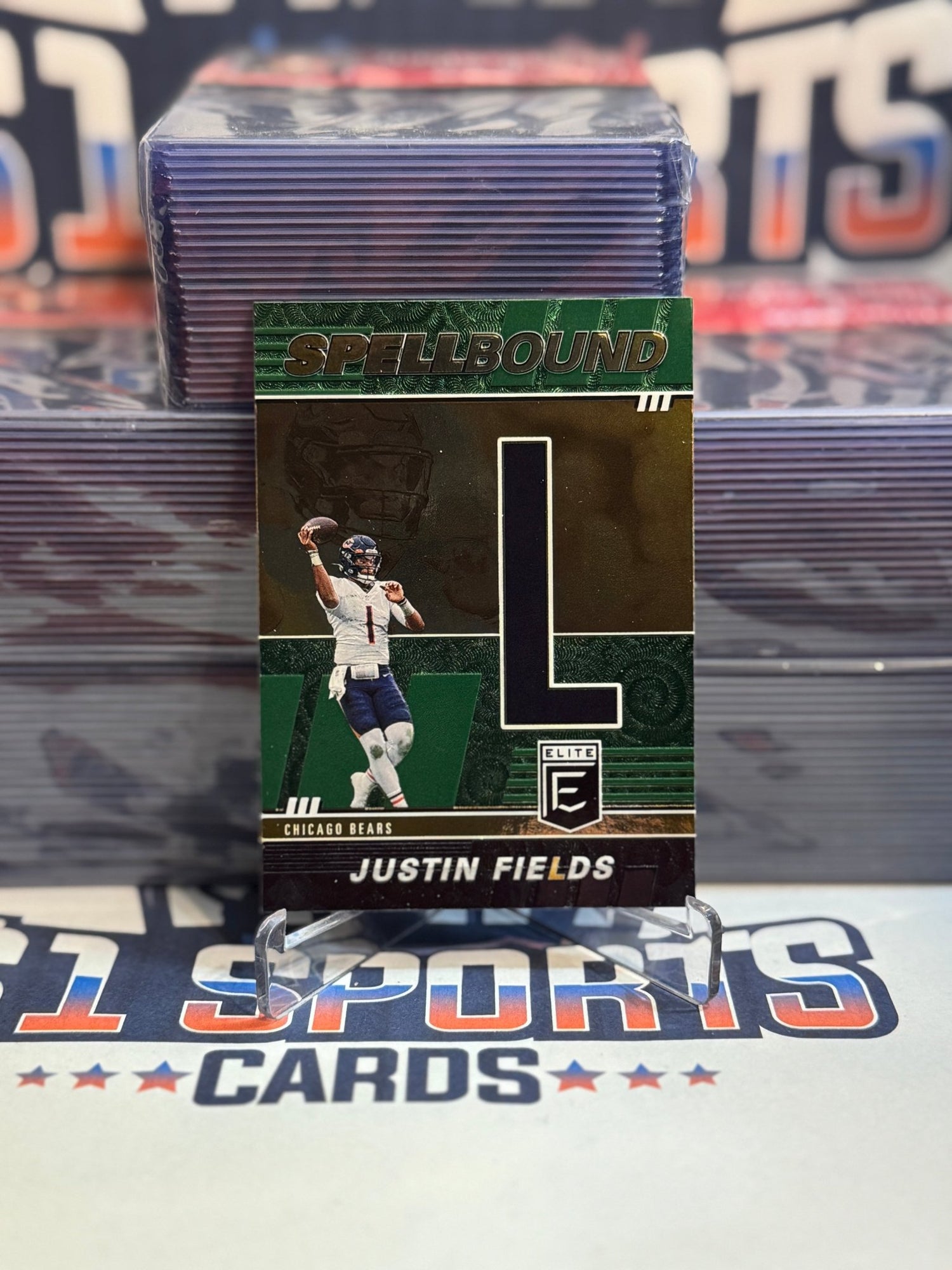 2022 Donruss Elite (Green, Spellbound) Justin Fields #SB - JF4