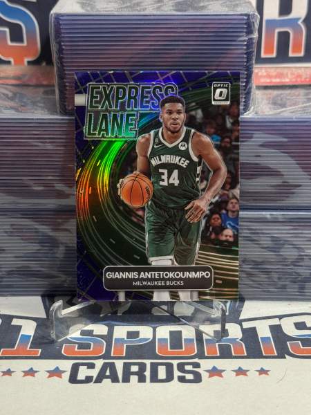 2022 Donruss Optic (Purple Prizm, Express Lane) Giannis Antetokounmpo 10