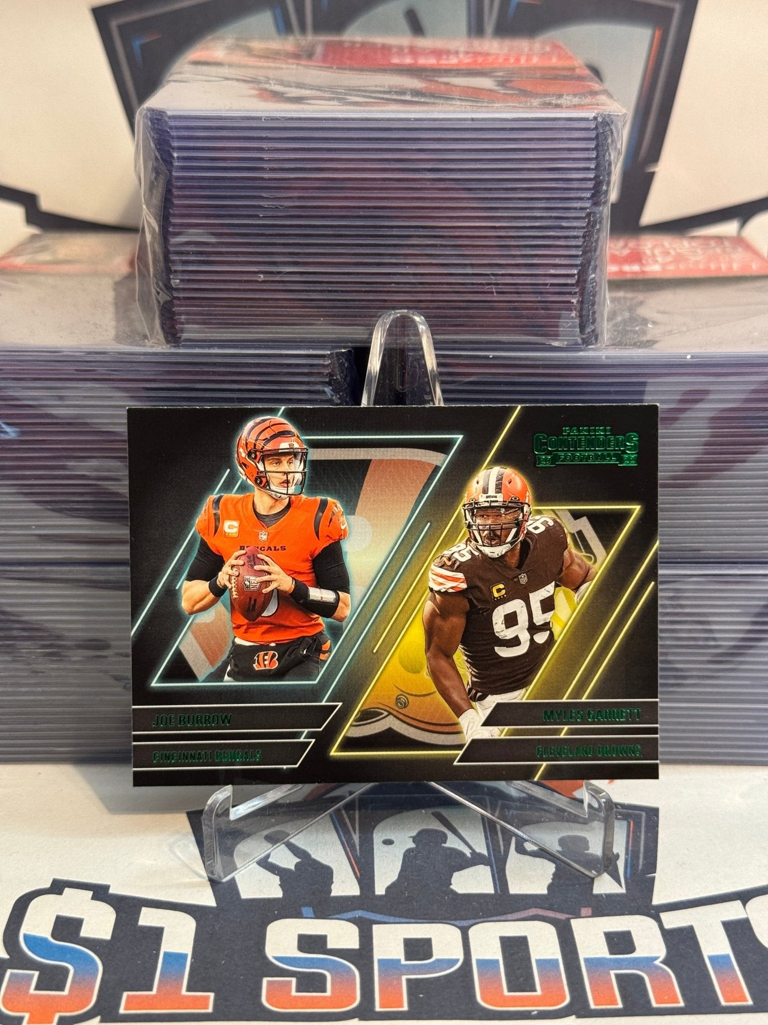 2022 Panini Contenders (Green, Contenders Series) Joe Burrow & Myles Garrett #CS - BG