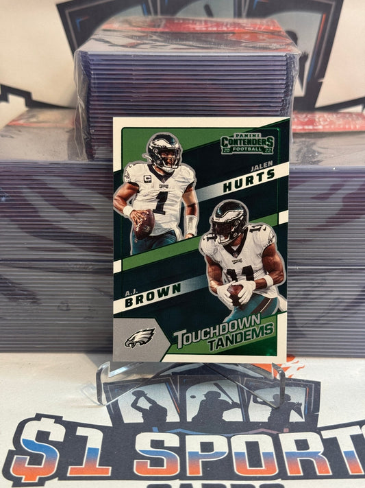 2022 Panini Contenders (Green, Touchdown Tandems) Jalen Hurts & A.J. Brown #TDT - PHI