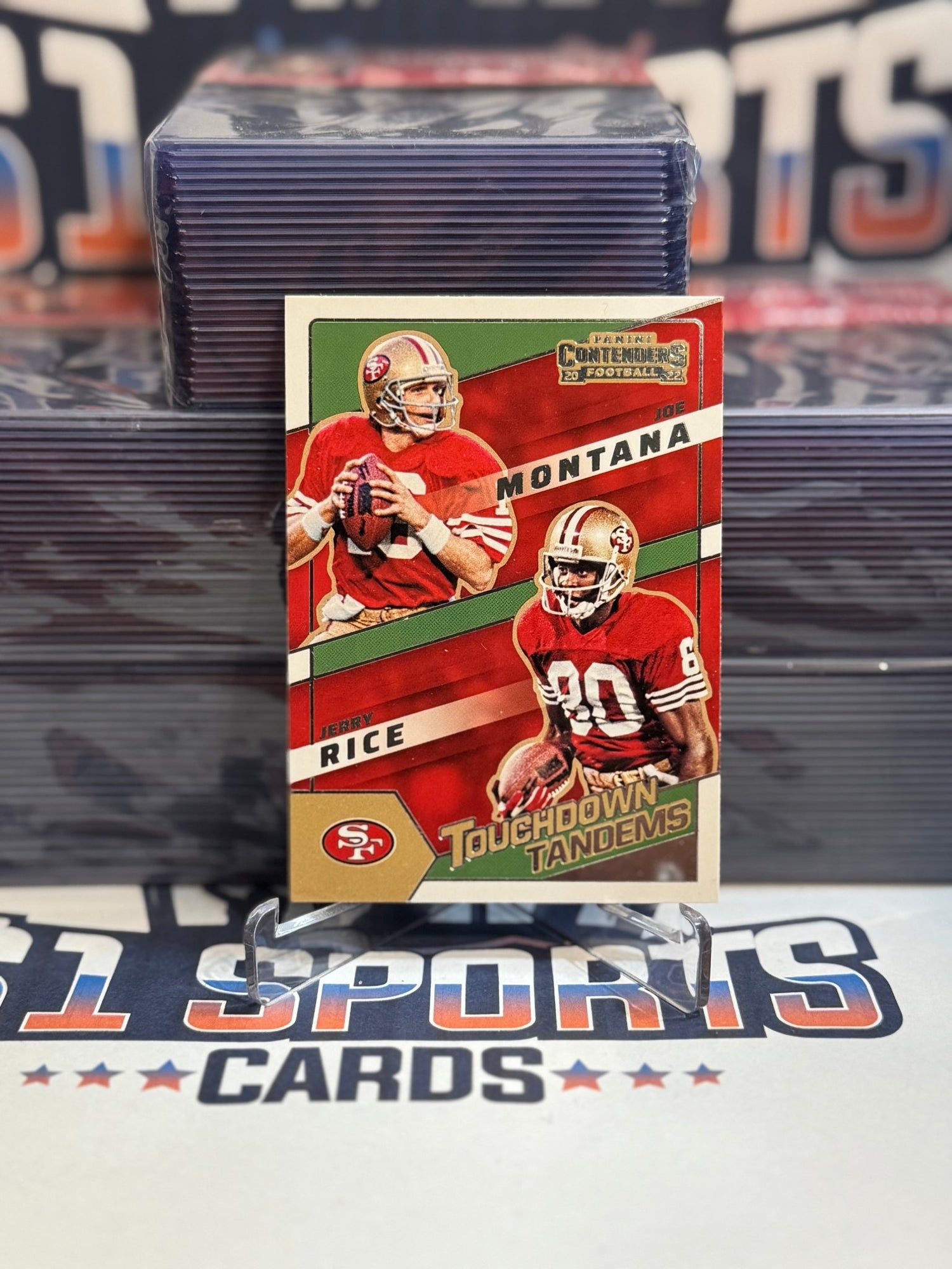 2022 Panini Contenders (Touchdown Tandems) Joe Montana & Jerry Rice #TDT - SF9