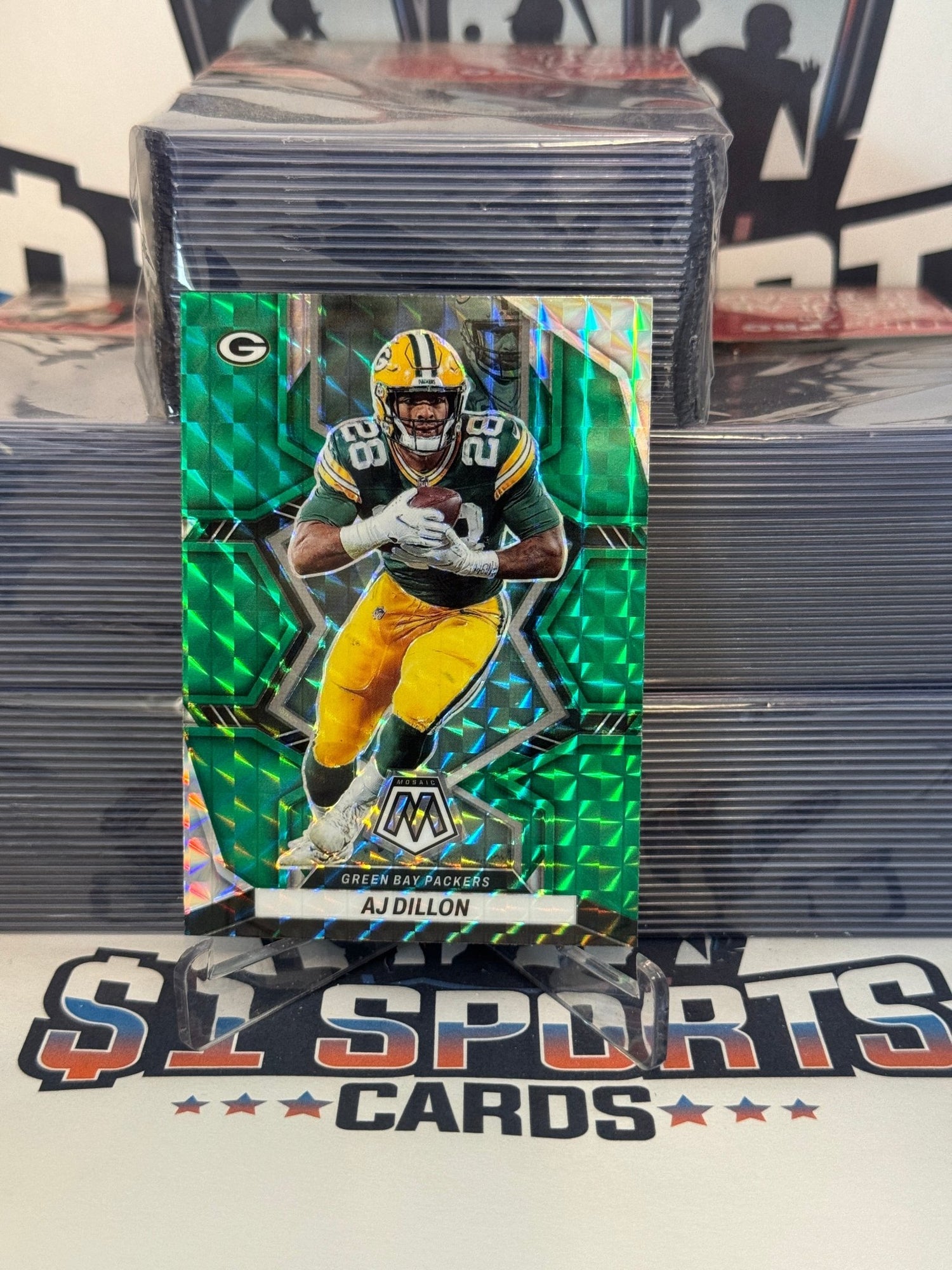 2022 Panini Mosaic (Green Prizm) AJ Dillon #71