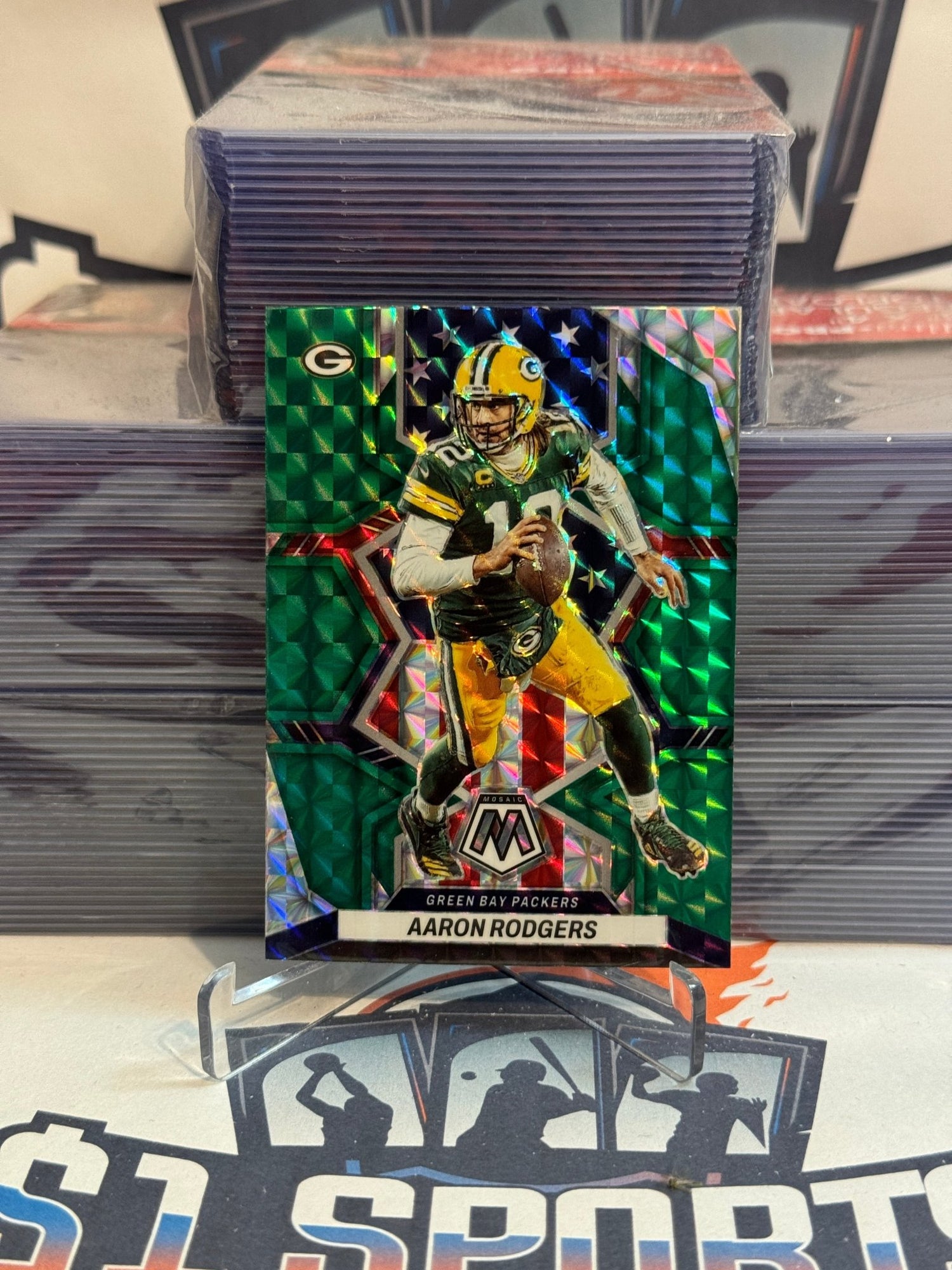 2022 Panini Mosaic (Green Prizm, National Pride) Aaron Rodgers #252