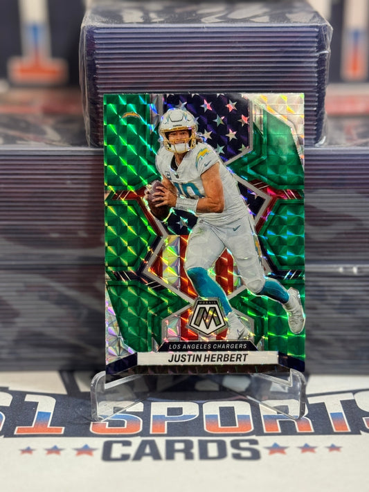 2022 Panini Mosaic (Green Prizm, National Pride) Justin Herbert 254