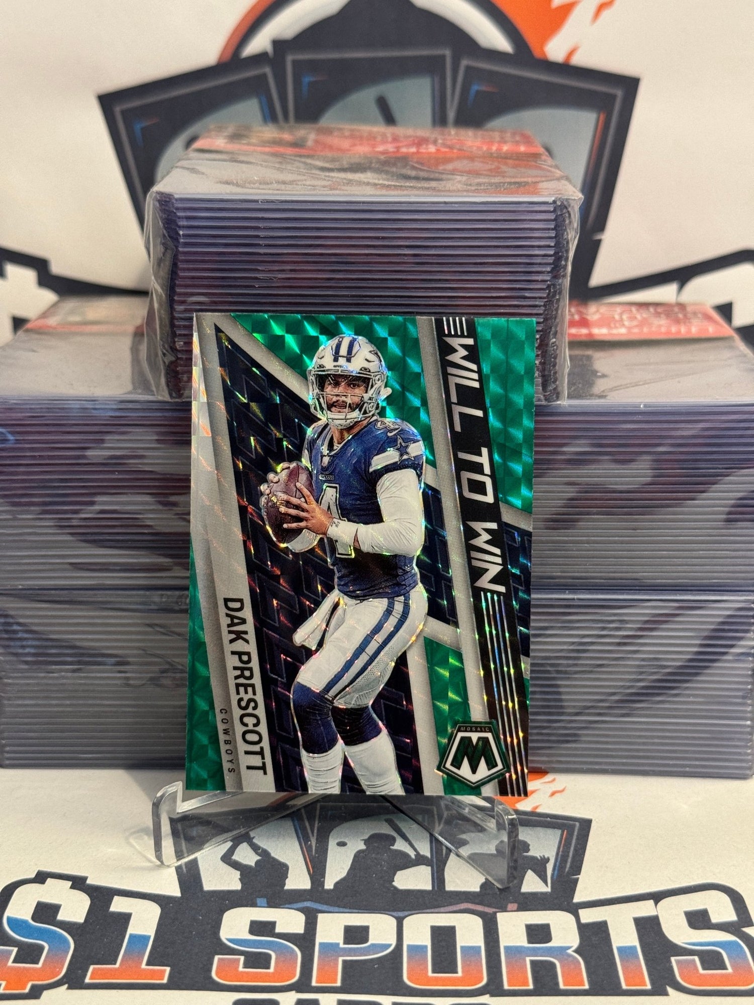 2022 Panini Mosaic (Green Prizm, Will to Win) Dak Prescott #WW-9