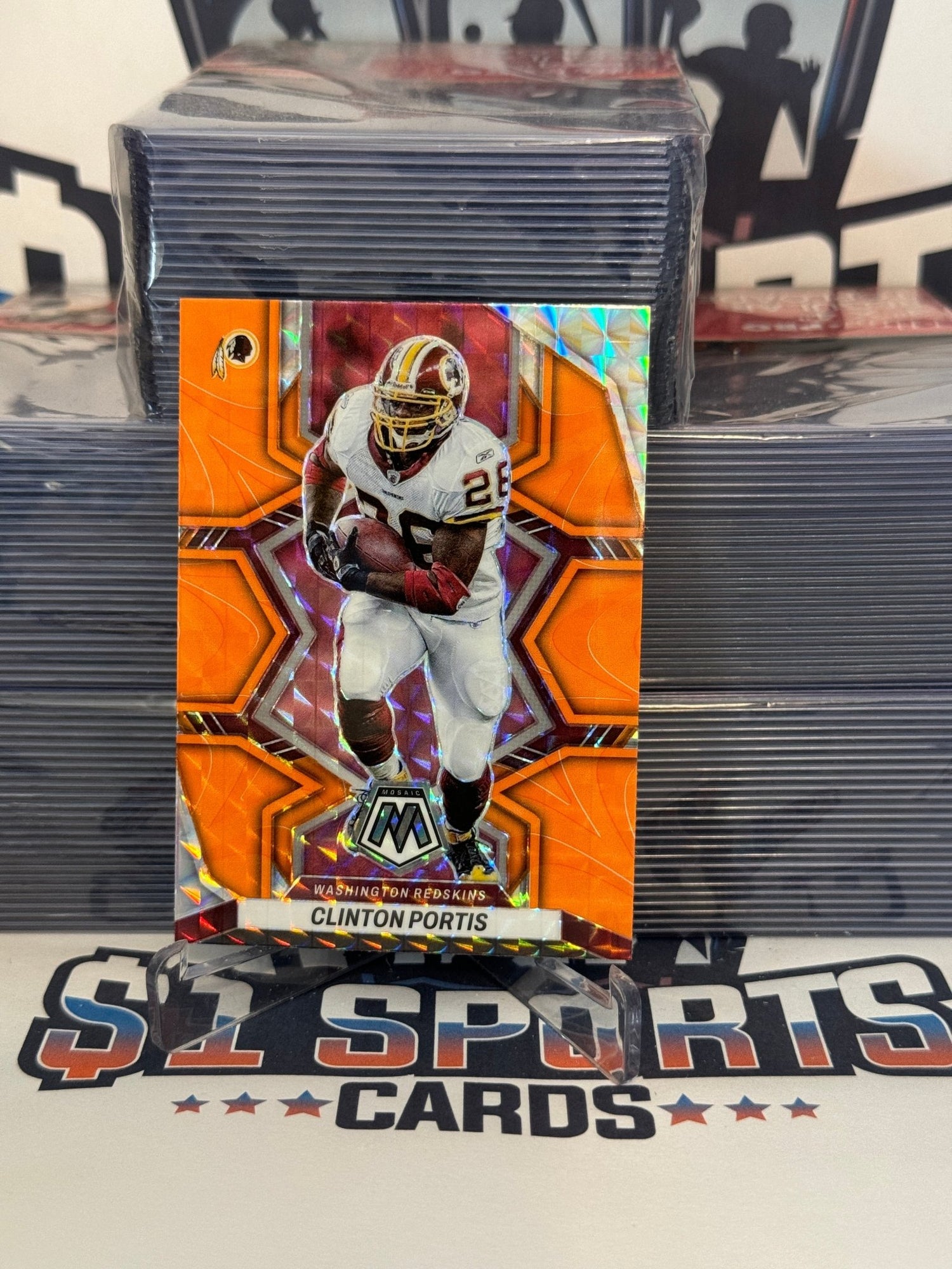 2022 Panini Mosaic (Orange Reactive Prizm) Clinton Portis #200