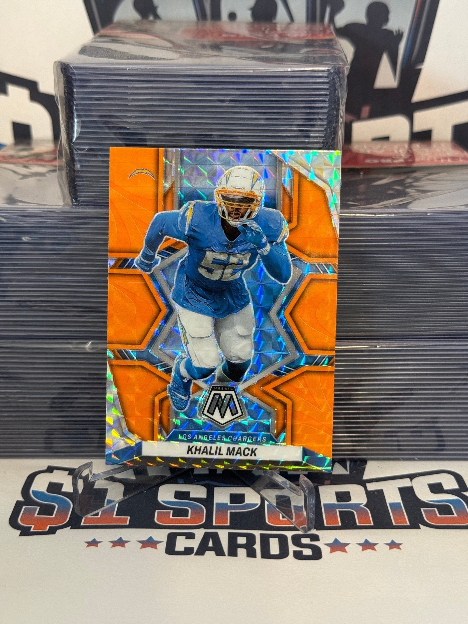 2022 Panini Mosaic (Orange Reactive Prizm) Khalil Mack #203