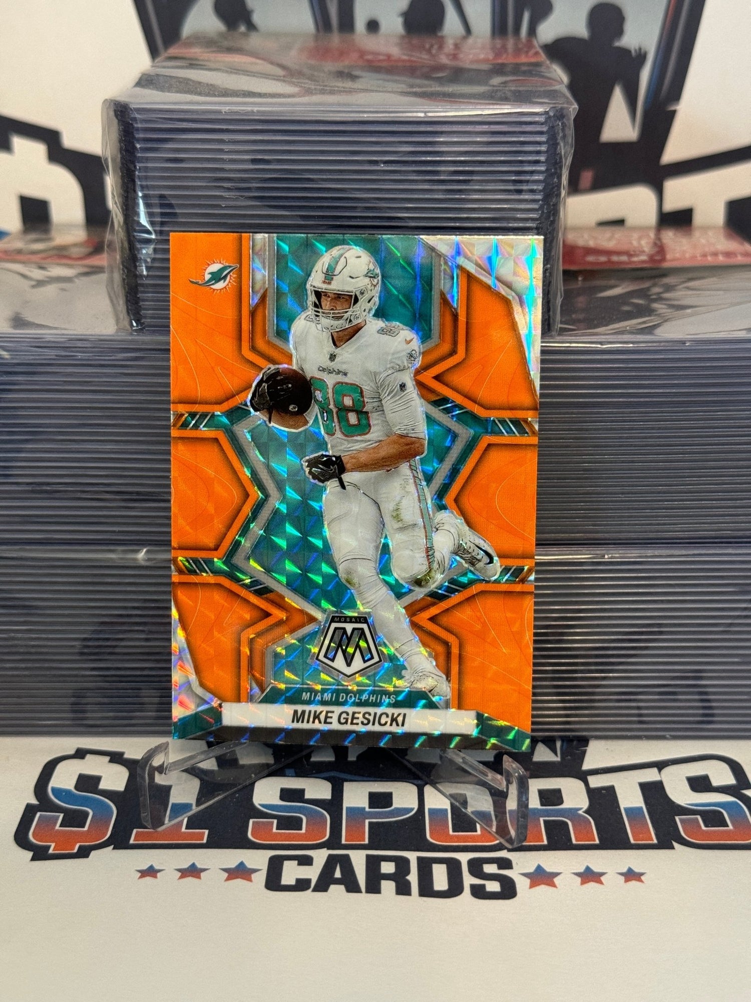 2022 Panini Mosaic (Orange Reactive Prizm) Mike Gesicki #123