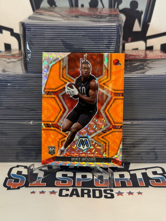 2022 Panini Mosaic (Orange Reactive Prizm) Mike Woods Rookie #350