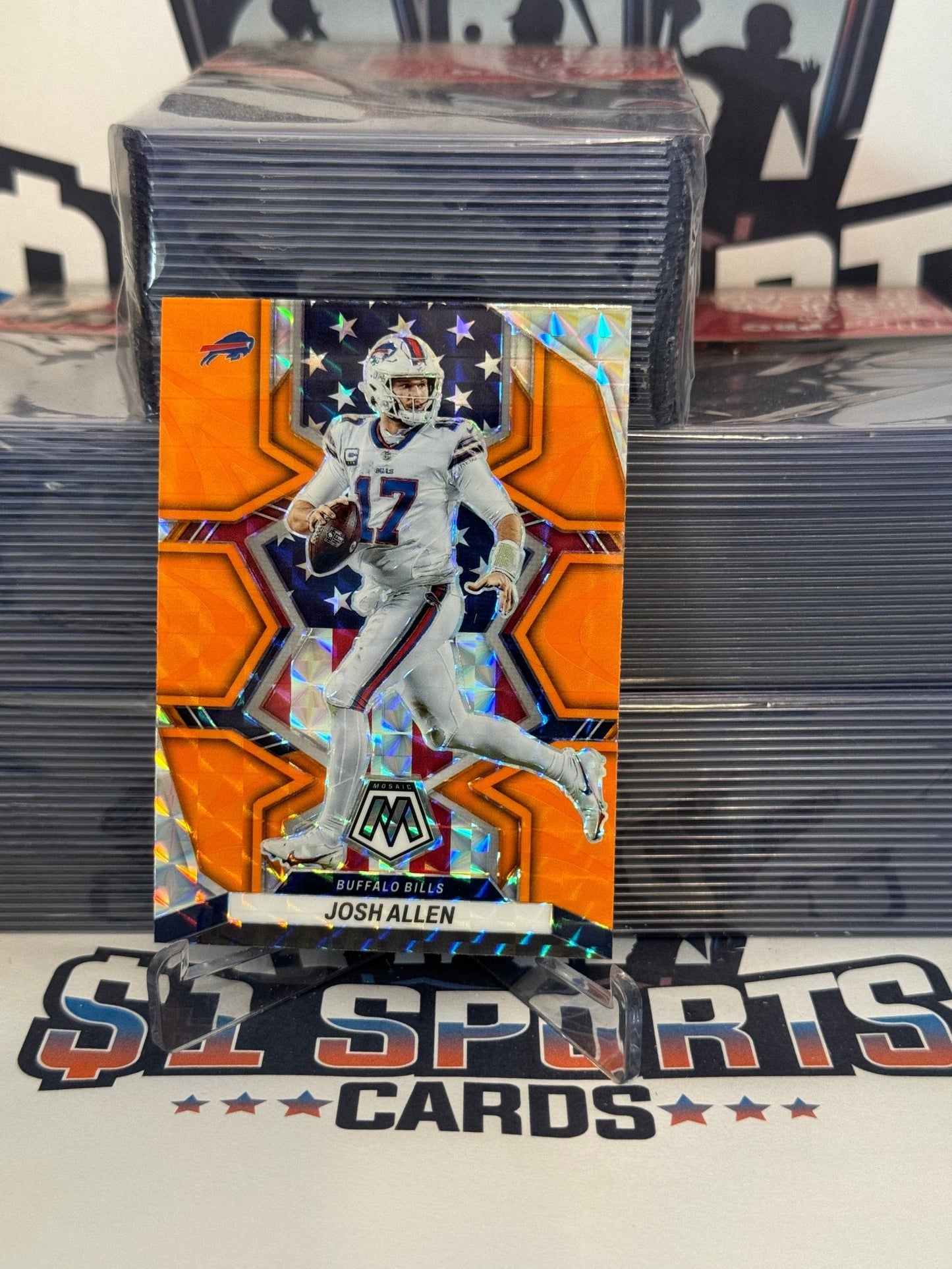 2022 Panini Mosaic (Orange Reactive Prizm, National Pride) Josh Allen #253