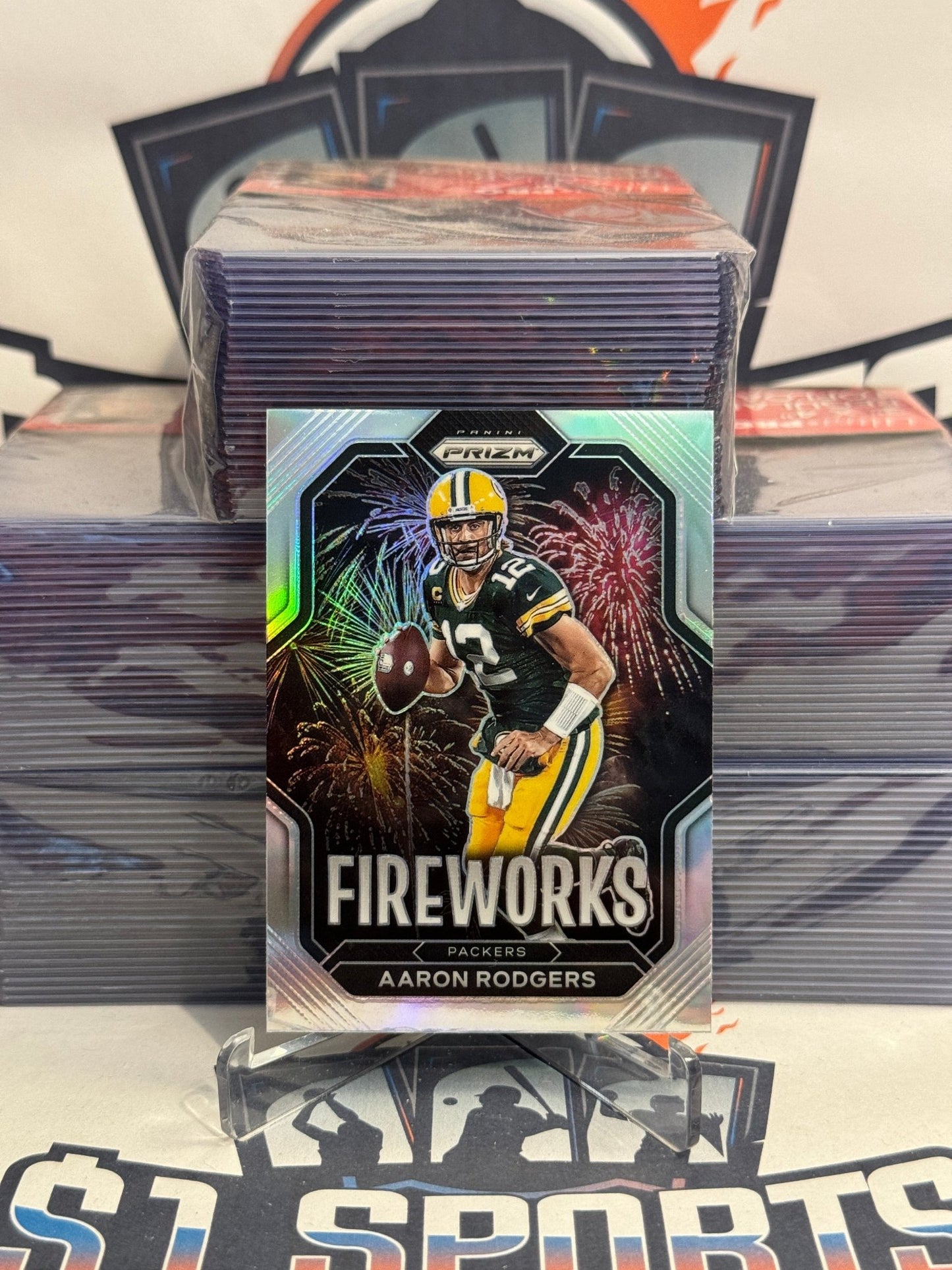 2022 Panini Prizm (Silver Prizm, Fireworks) Aaron Rodgers #F-1