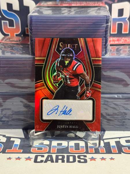 2022 Panini Select Draft Picks (Red Prizm, Auto) Justin Hall RS-JHA