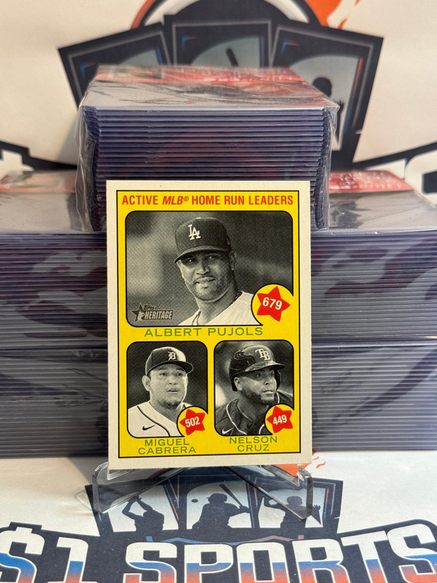 2022 Topps Heritage (Active HR Leaderes) Albert Pujols, Miguel Cabrera, Nelson Cruz #1
