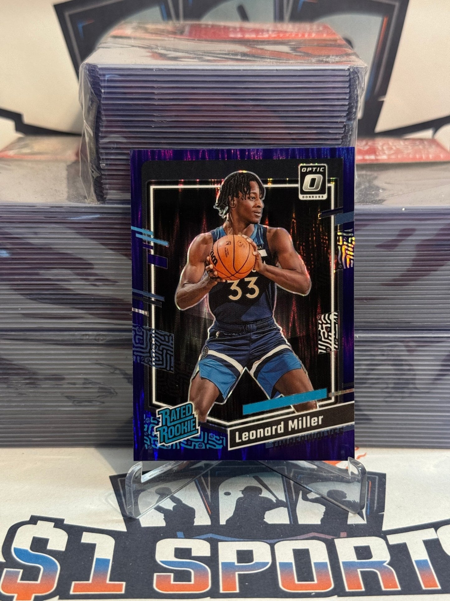 2023 Donruss Optic (Purple Flash Prizm, Rated Rookie) Leonard Miller #234