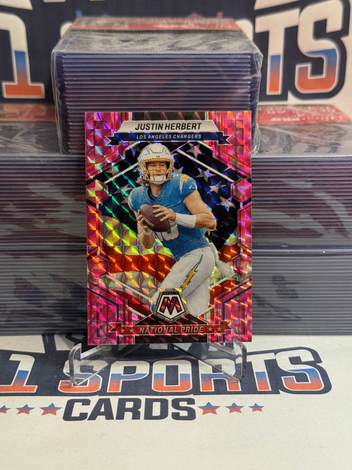 2023 Panini Mosaic (Pink Camo Prizm, National Pride) Justin Herbert #255
