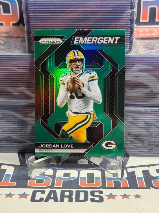 2023 Panini Prizm (Green Prizm, Emergent) Jordan Love H - 3