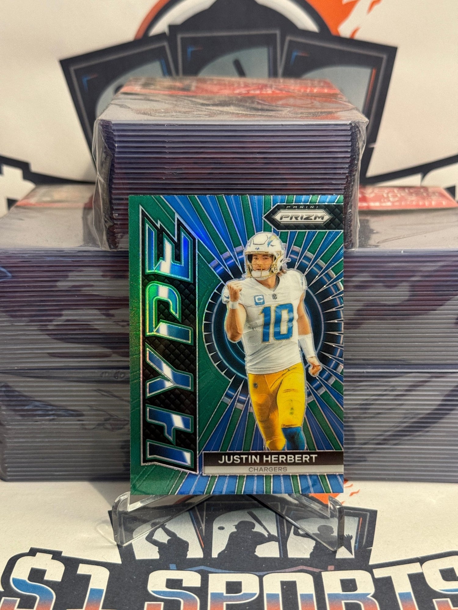 2023 Panini Prizm (Green Prizm, Hype) Justin Herbert #H-4