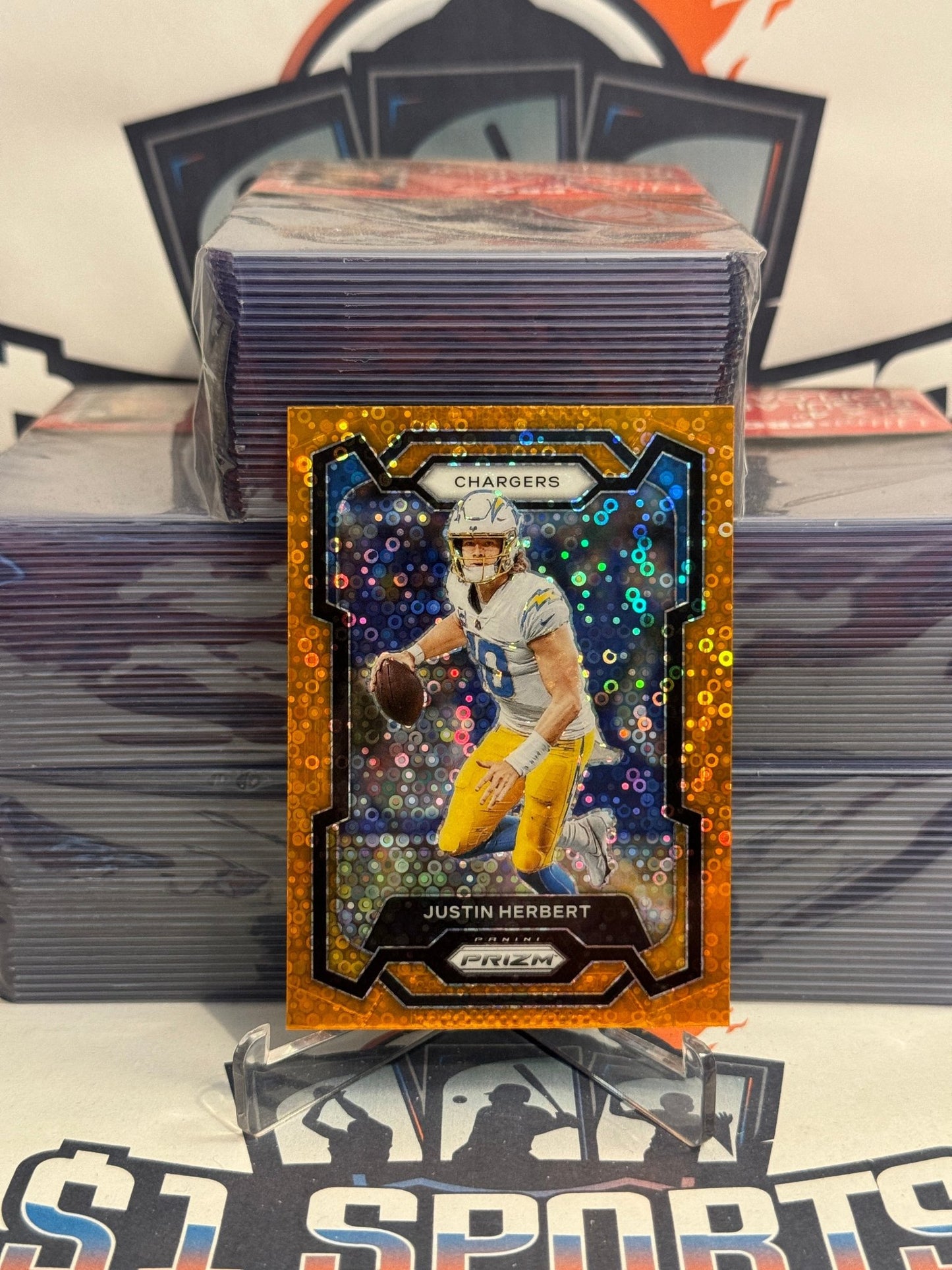 2023 Panini Prizm (Orange Disco Prizm) Justin Herbert #158