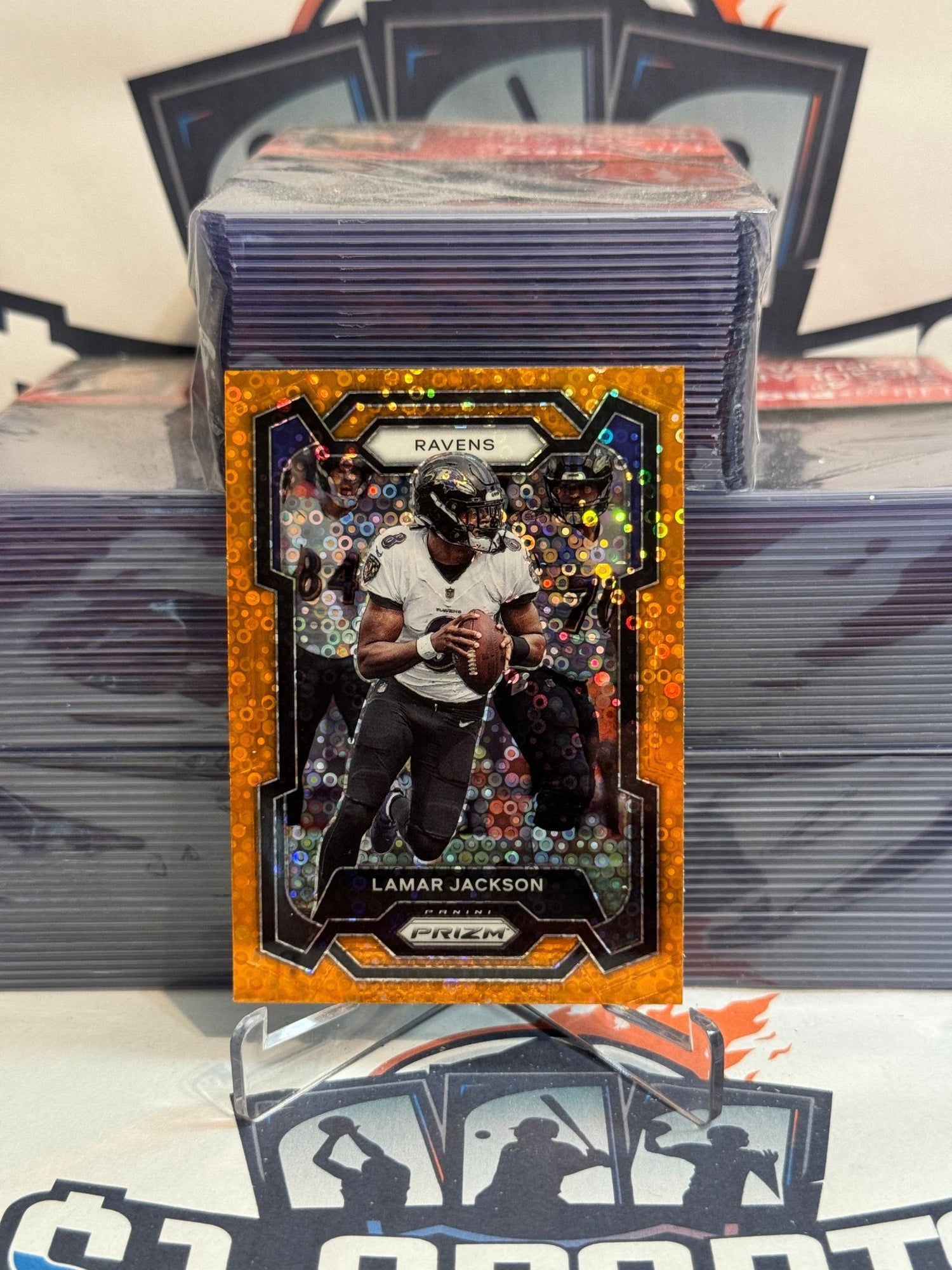 2023 Panini Prizm (Orange Disco Prizm) Lamar Jackson #18