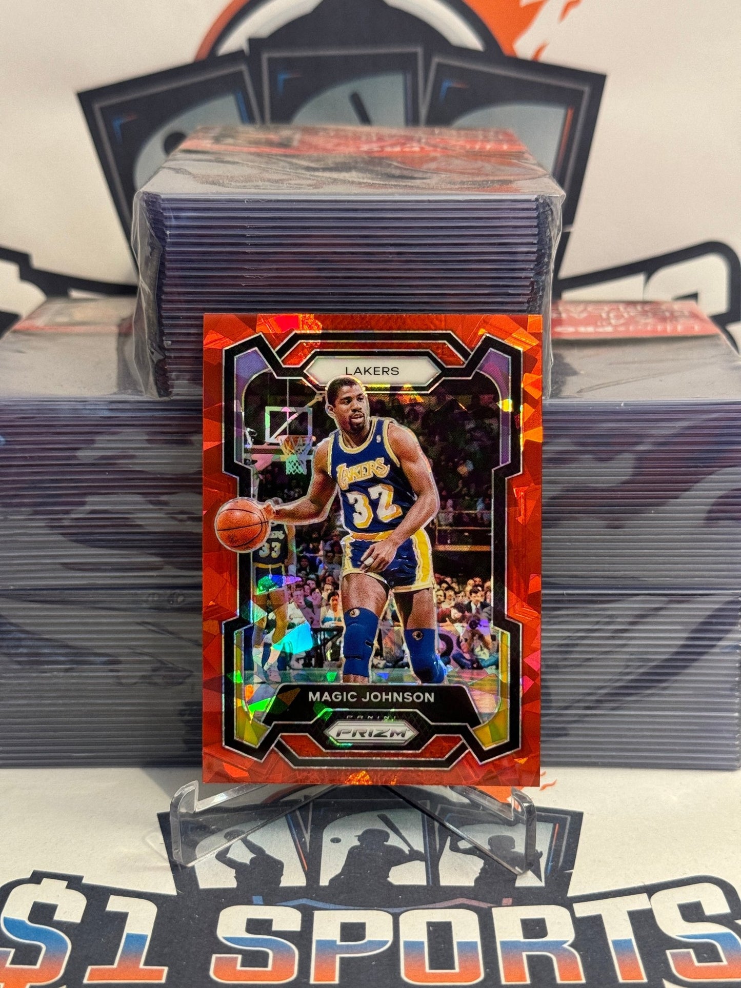 2023 Panini Prizm (Red Ice Prizm) Magic Johnson #185