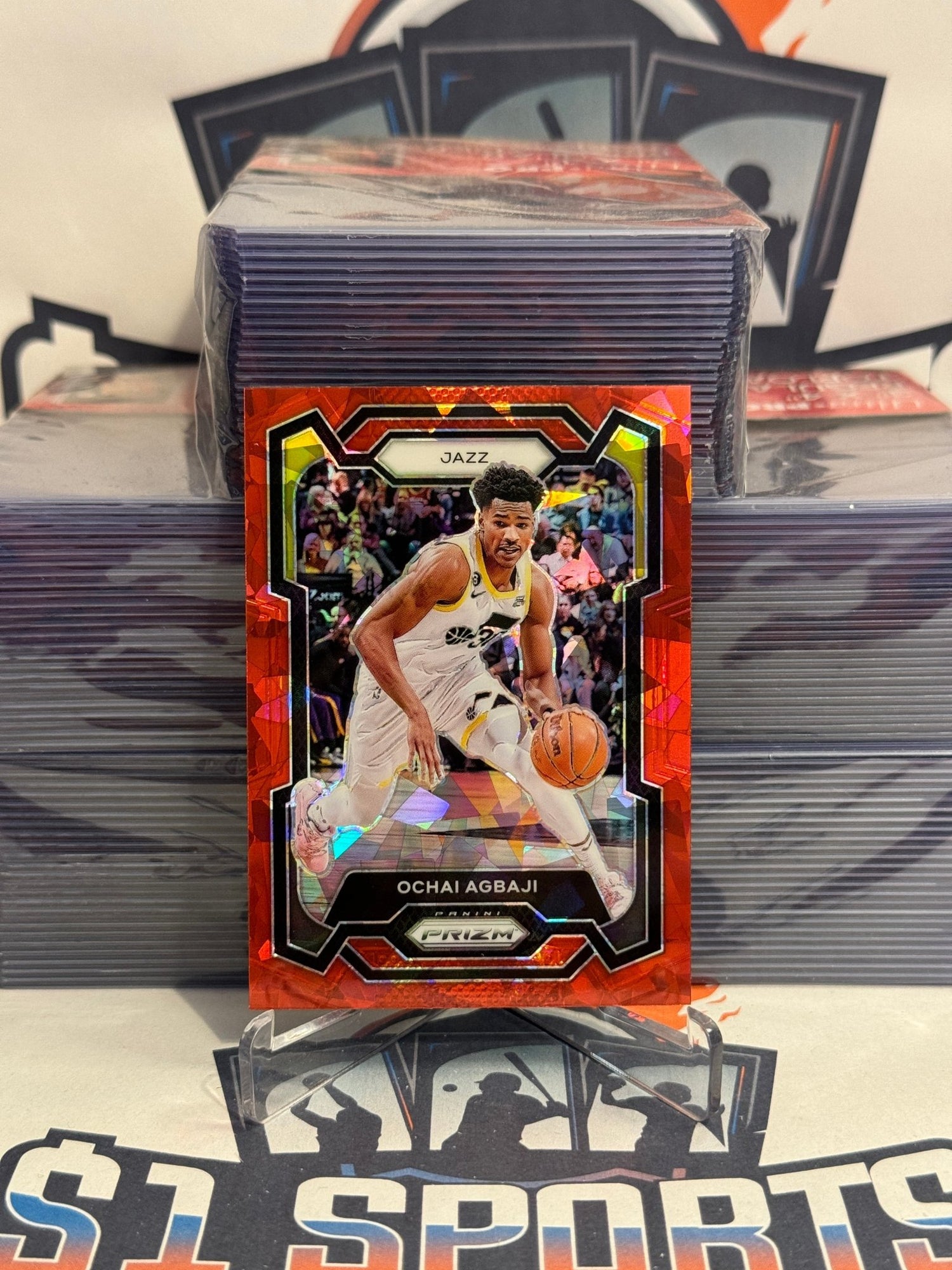 2023 Panini Prizm (Red Ice Prizm) Ochai Agbaji #92