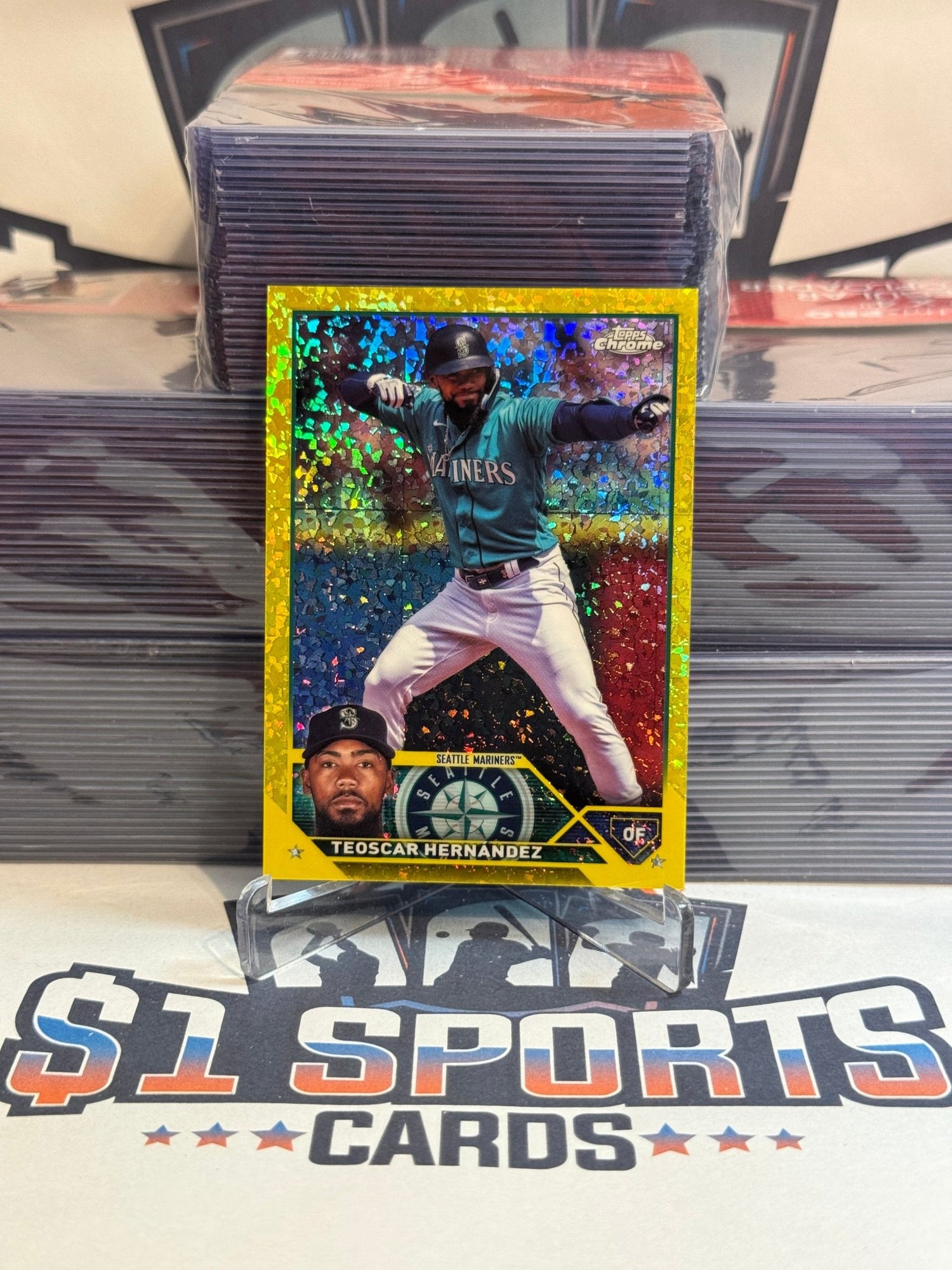 2023 Topps Chrome Update (Yellow Mini - Diamond Refractor 1/75) Teoscar Hernandez #USC160