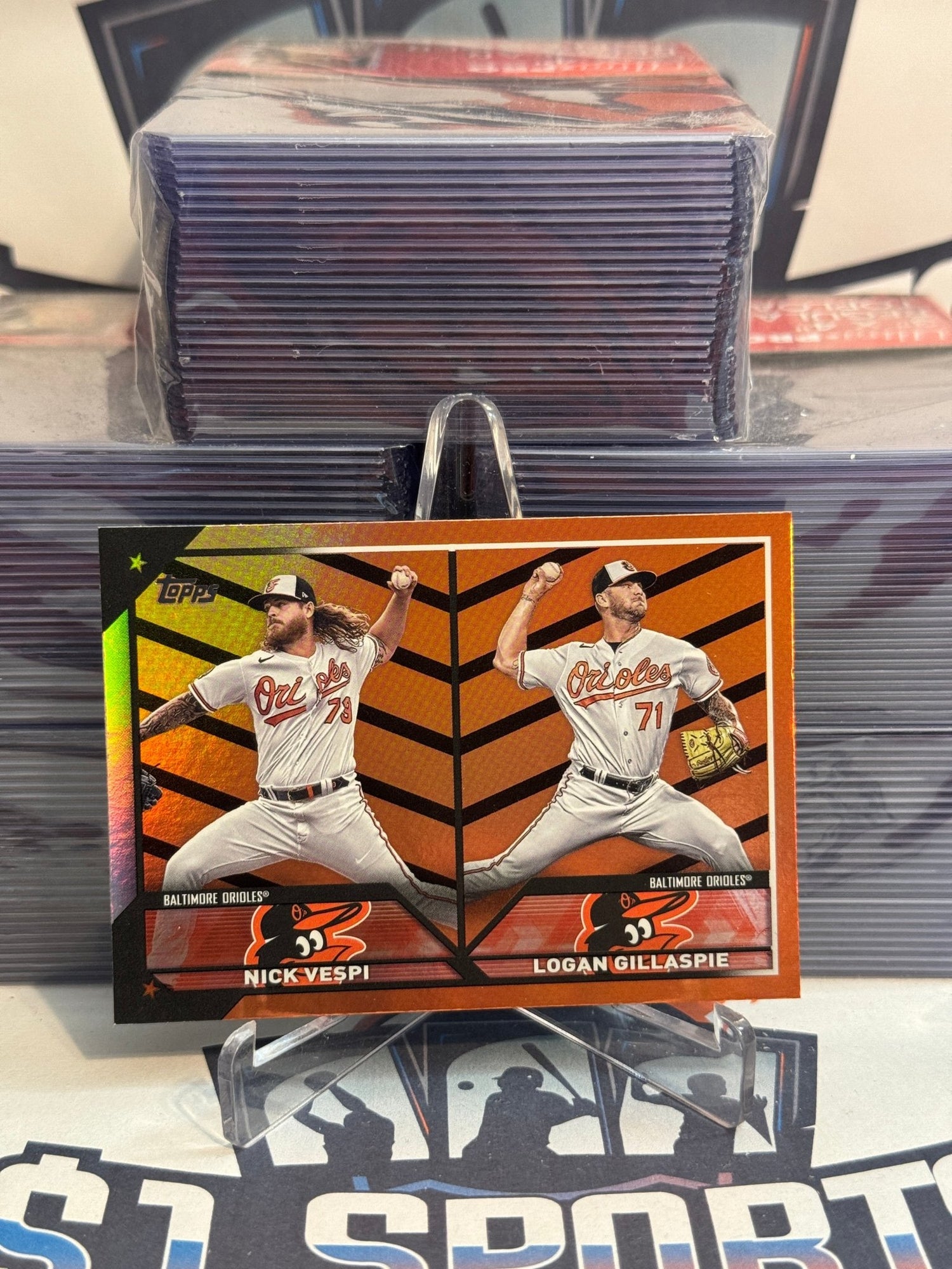 2023 Topps Update (Orange and Black Foil, Rookie Combos) Nick Vespi & Logan Gillaspie #US322