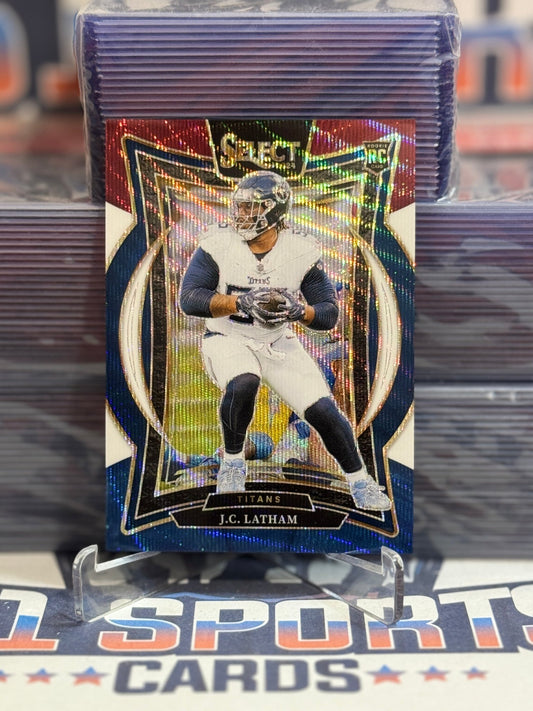 2024 Panini Select (Red White Blue Shimmer Prizm 295/299) J.C. Latham Rookie 11