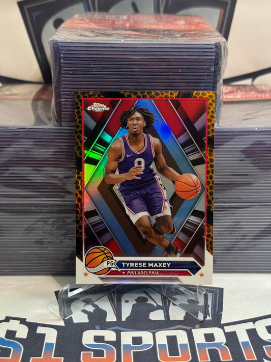 2024 Topps Chrome (Orange Basketball Refractor) Tyrese Maxey #33