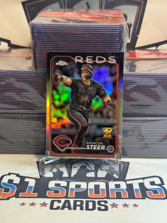 2024 Topps Chrome (Refractor, Rookie Cup) Spencer Steer #104