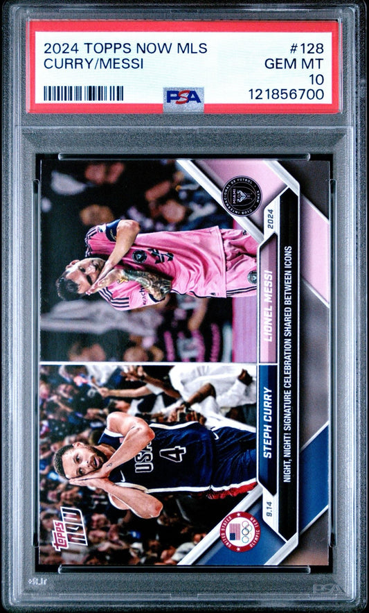 2024 Topps Now (/110,182) Stephen Curry & Lionel Messi 128 - PSA 10