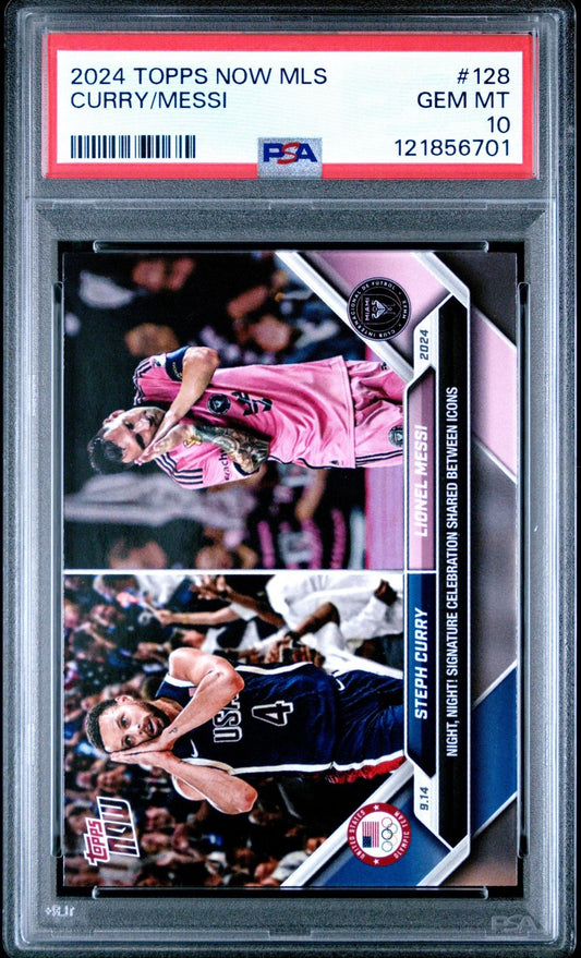 2024 Topps Now (/110,182) Stephen Curry & Lionel Messi 128 - PSA 10