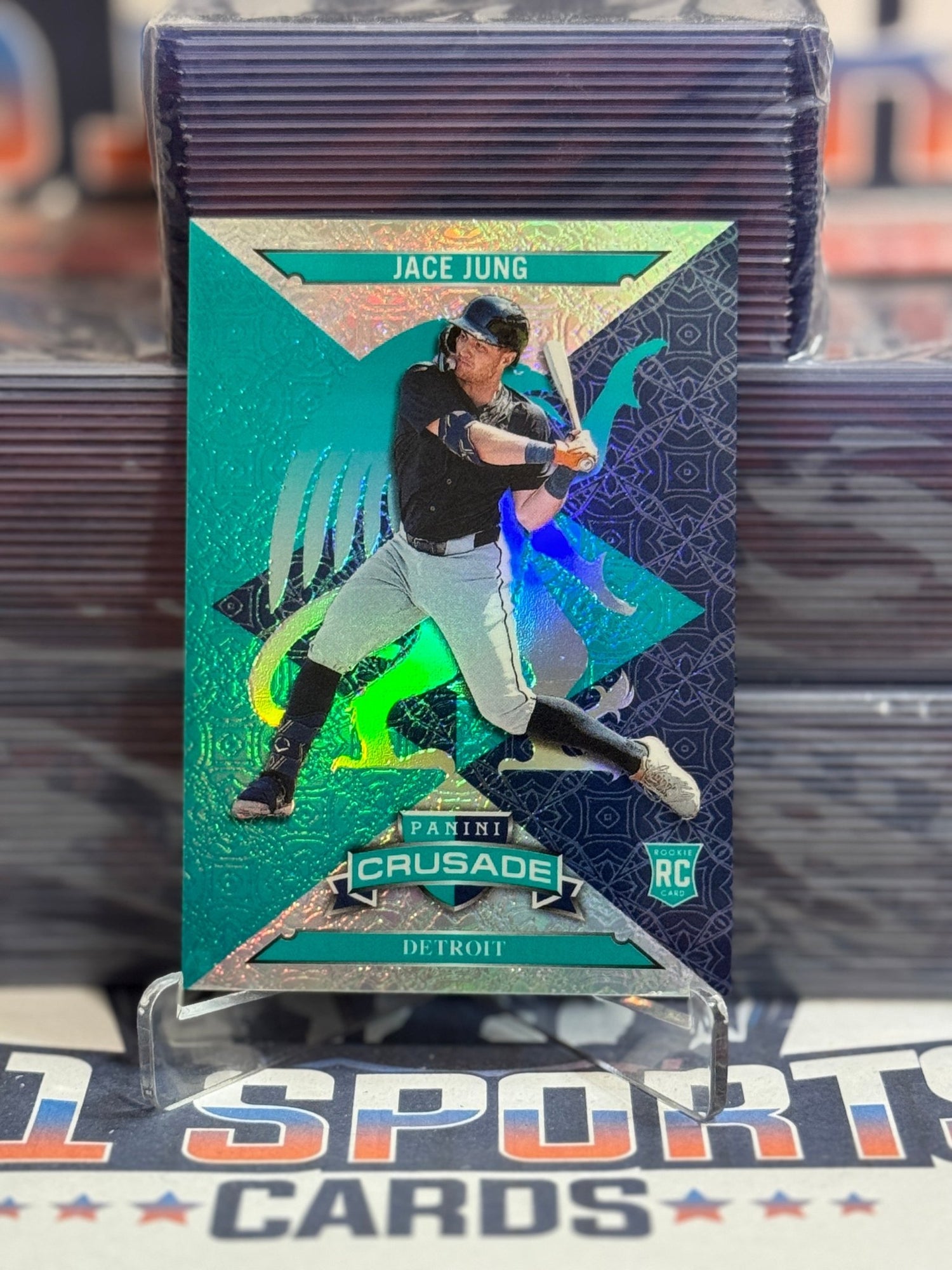 2025 Panini Crusade (Teal Prizm 123/199) Jace Jung Rookie 90